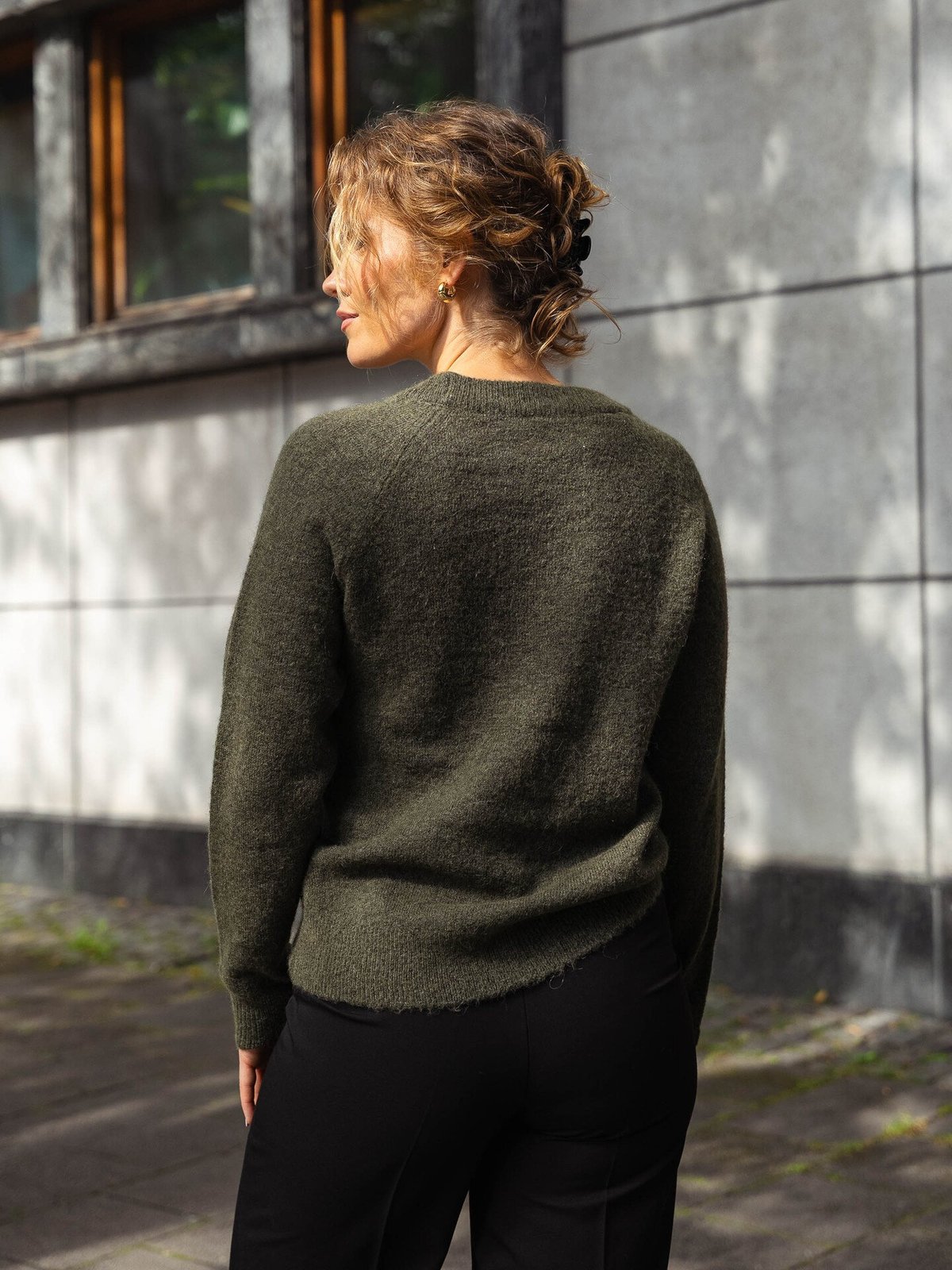 Selected Femme Lulu Long Sleeve Knit O-Neck Kalamata Melange