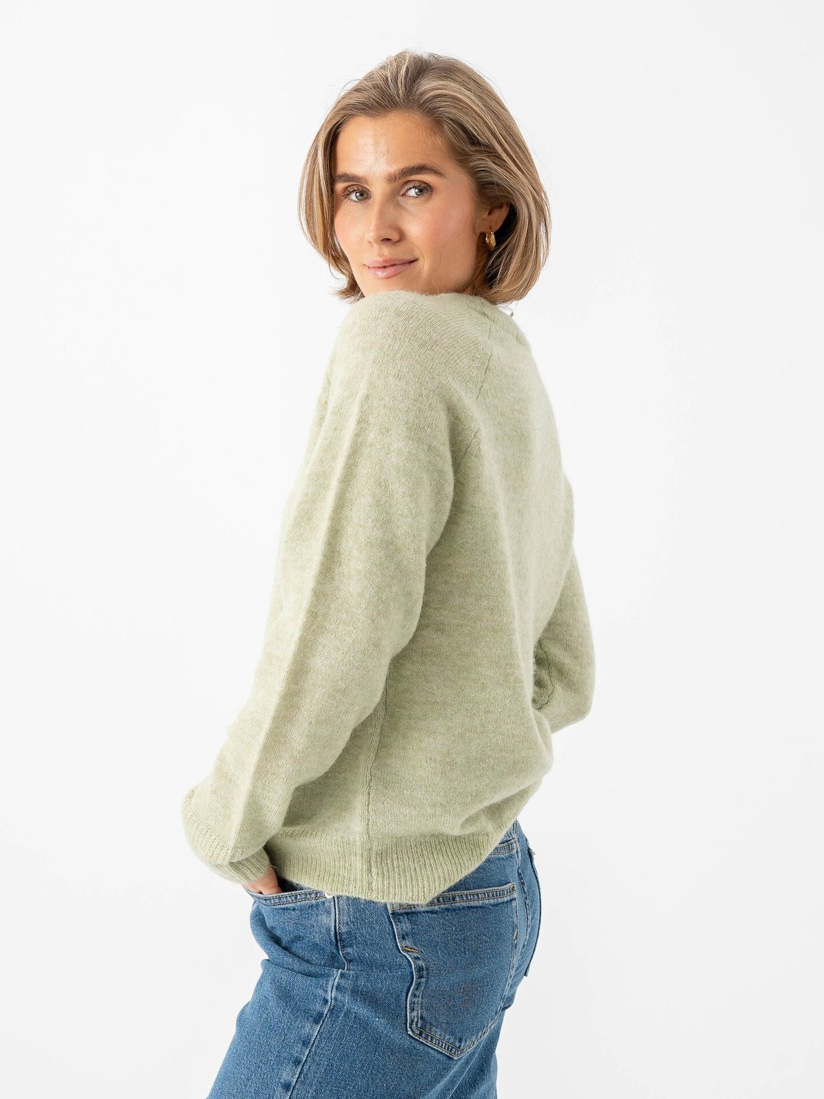 Selected Femme Lulu Long Sleeve Knit O-Neck Lint Melange