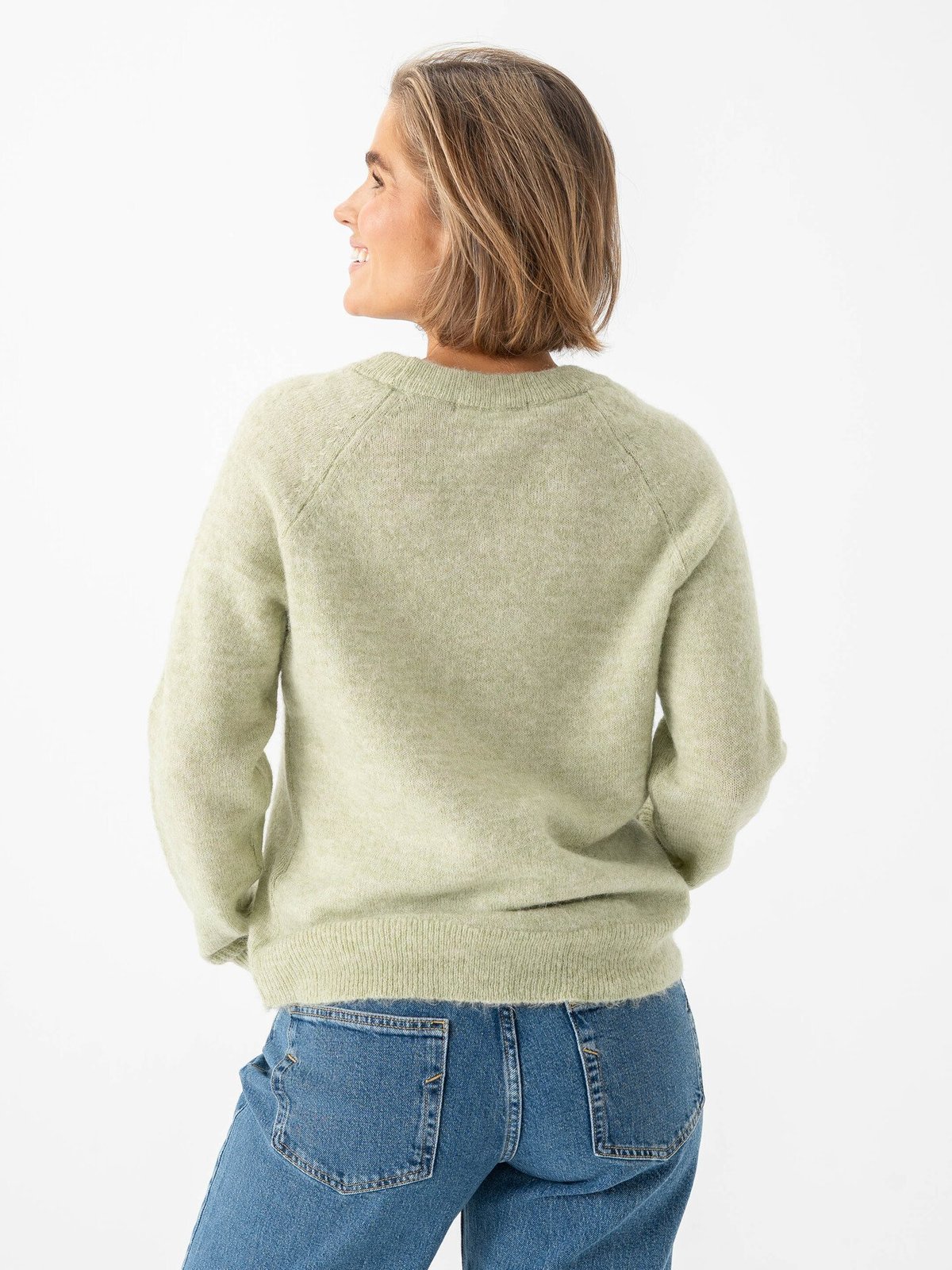 Selected Femme Lulu Long Sleeve Knit O-Neck Lint Melange