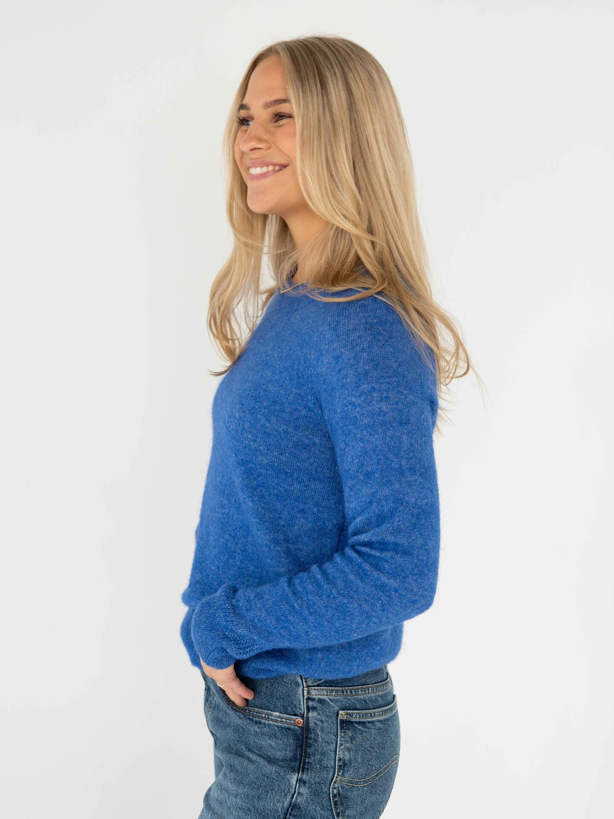 Selected Femme Lulu Long Sleeve Knit O-Neck Nebulas Blue