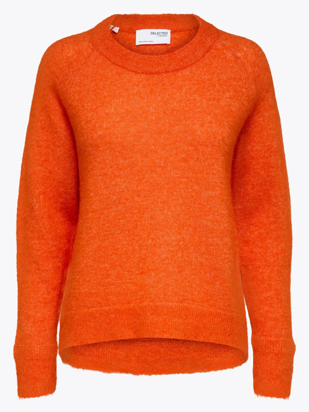 Selected Femme Lulu Long Sleeve Knit O-Neck Orangeade Melange
