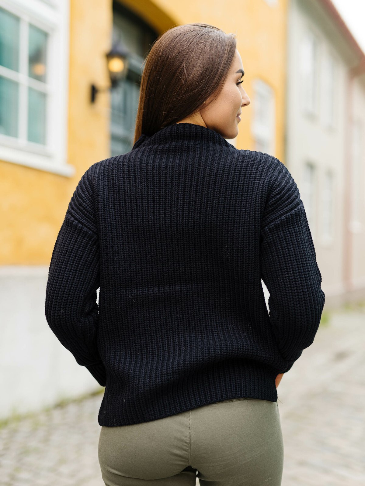 Selected Femme Selma Long Sleeve Knit Pullover Black