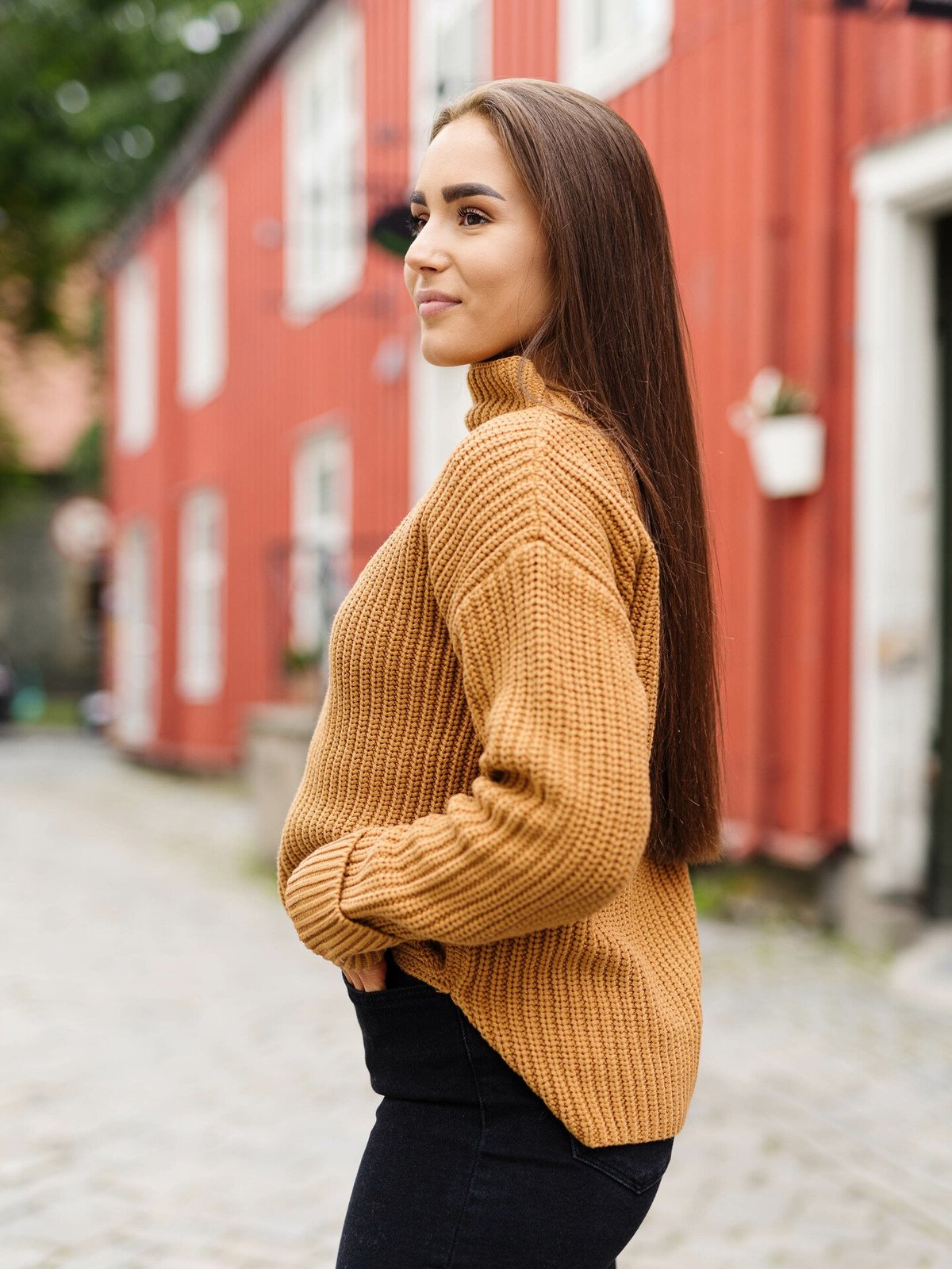 Selected Femme Selma Long Sleeve Knit Pullover Brown Sugar