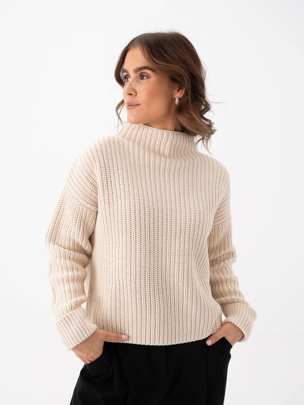 Selected Femme Selma Long Sleeve Knit Pullover Birch