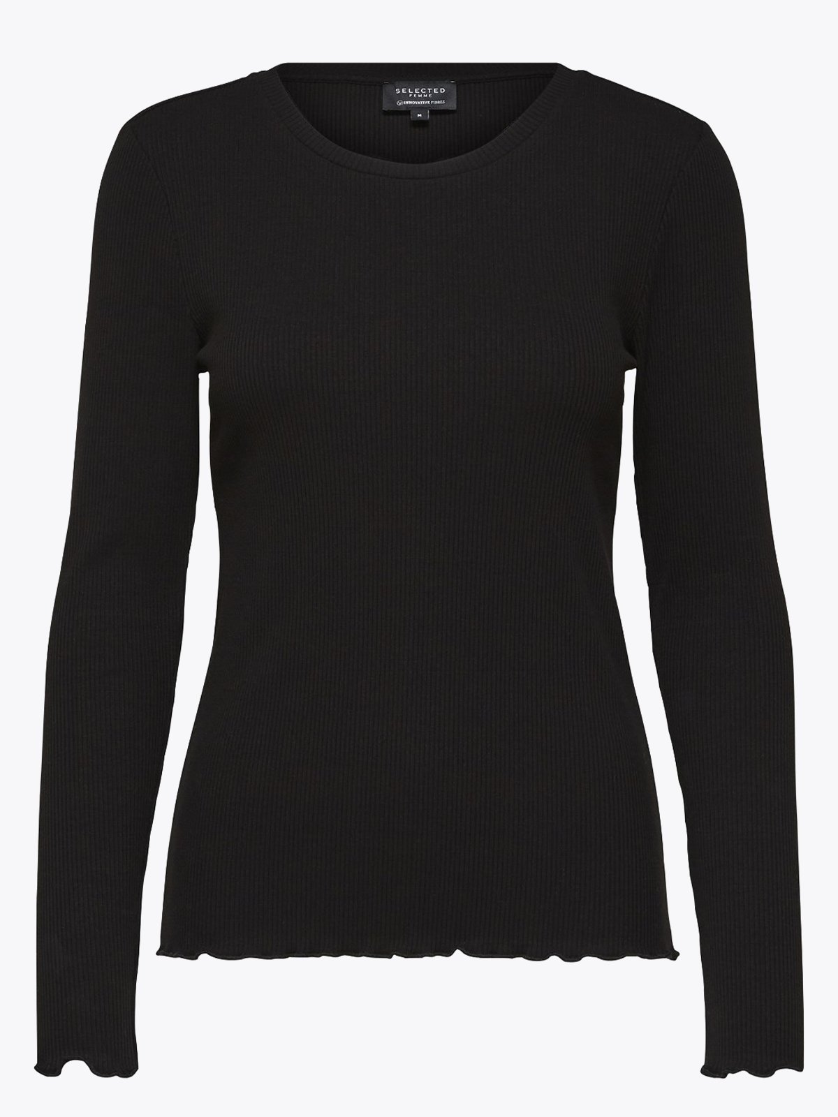 Selected Femme Anna Long Sleeve Crew Neck Tee Black