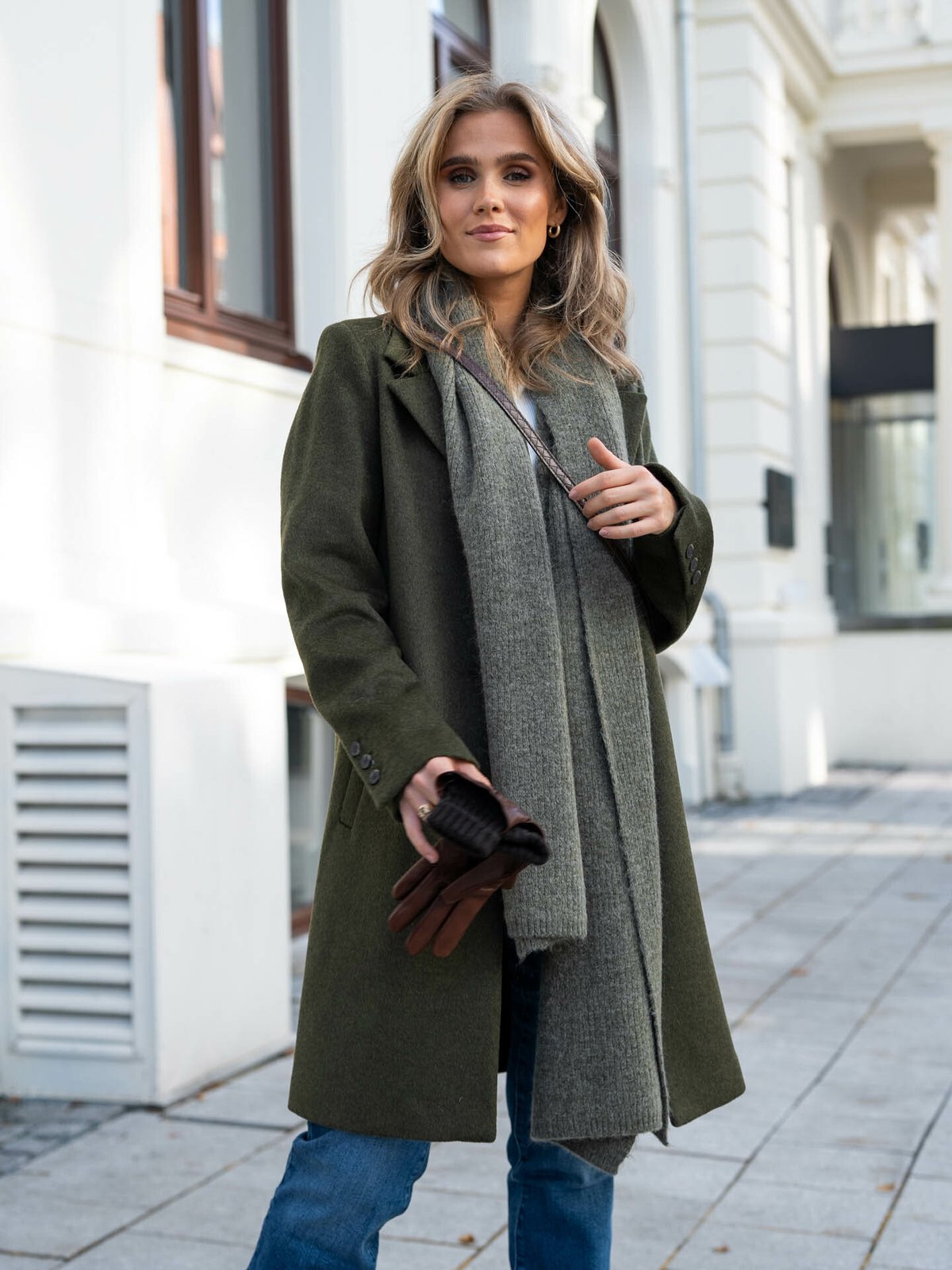 Selected Femme New Sasja Wool Coat Ivy Green melange