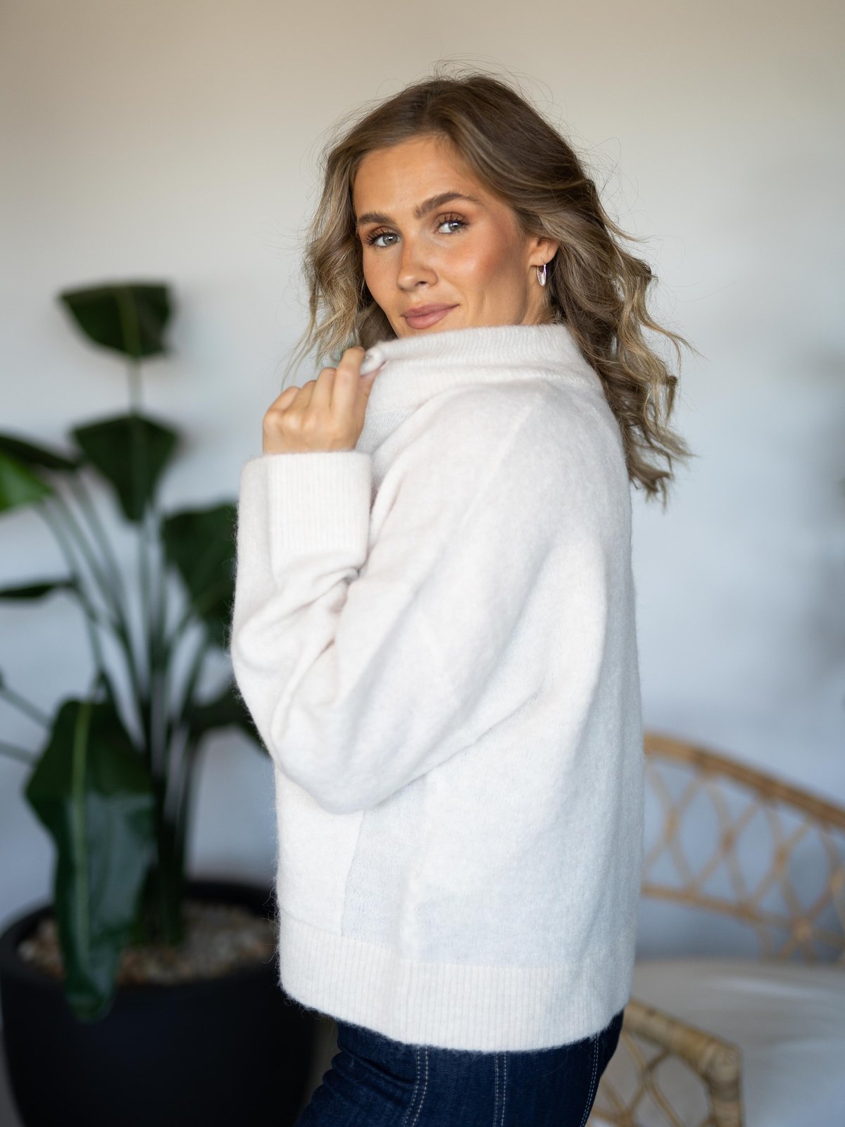 Selected Femme Sia Long Sleeve Knit Zipper Cardigan Birch Melange