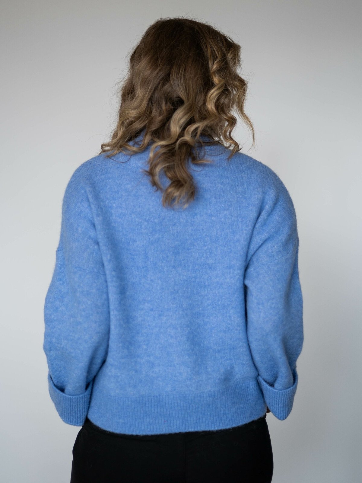 Selected Femme Sia Long Sleeve Knit Zipper Cardigan Cornflower Blue