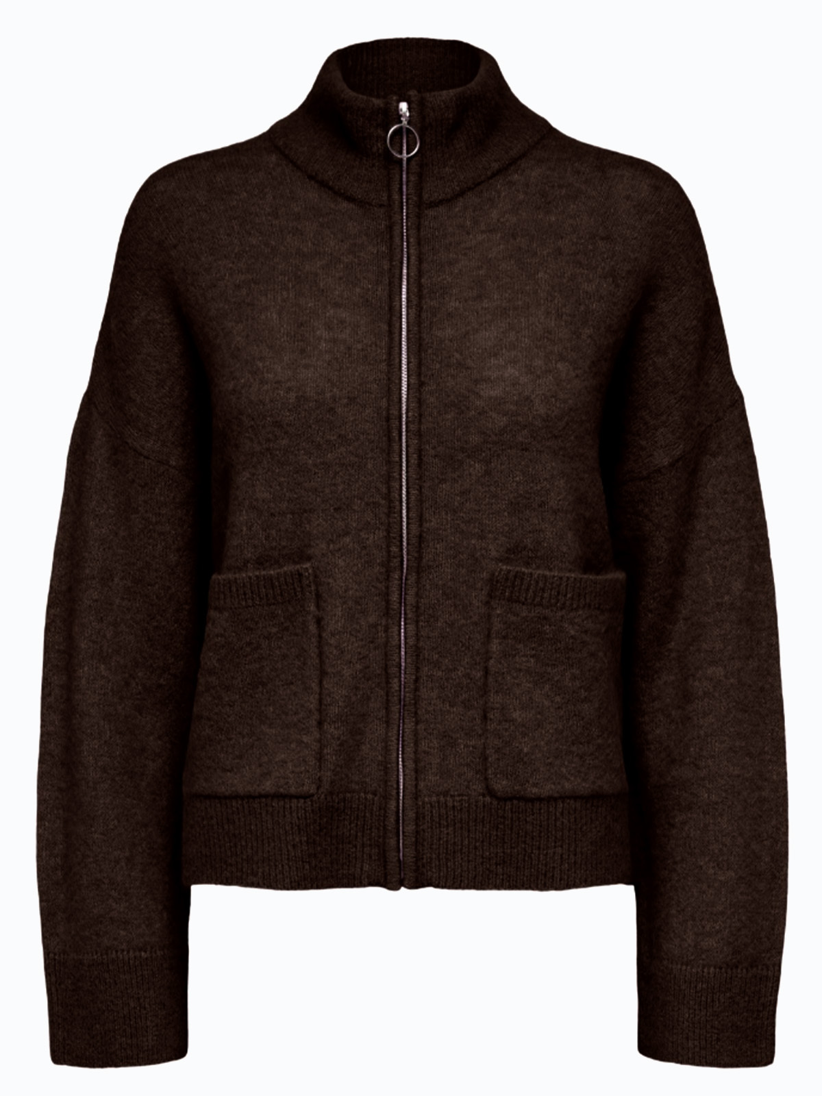 Selected Femme Sia Long Sleeve Knit Zipper Cardigan Java Melange