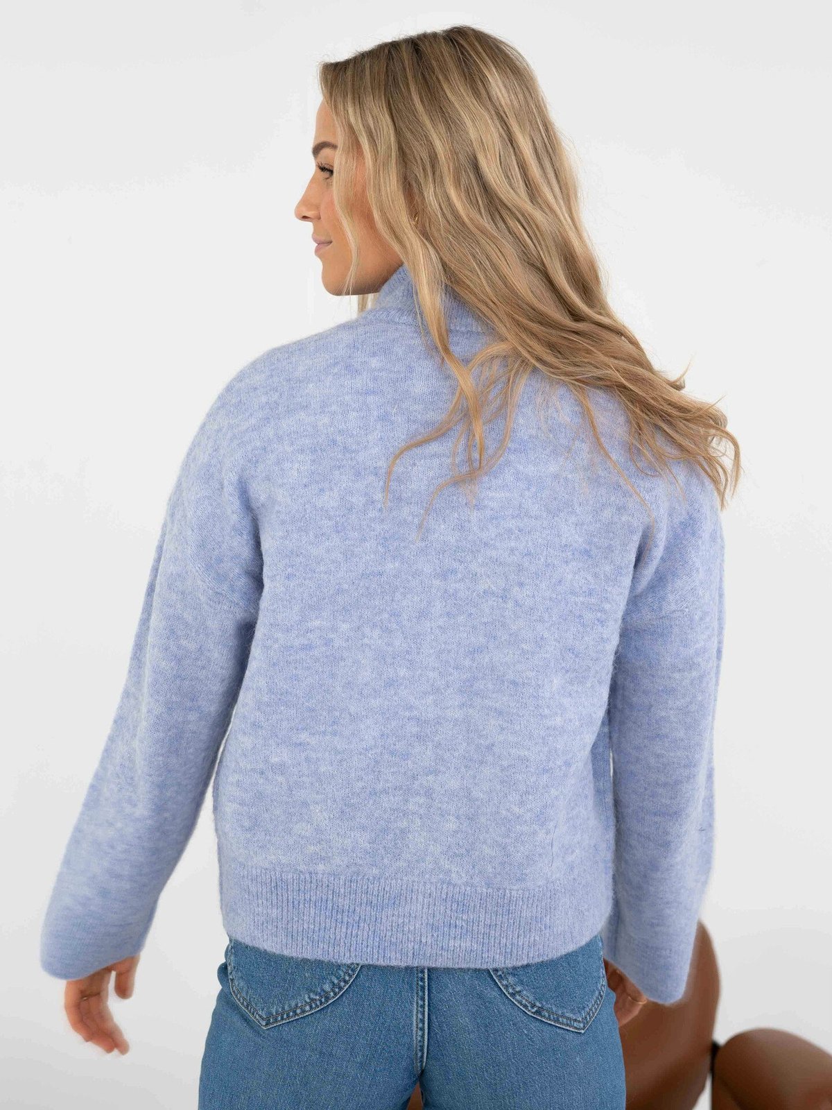 Selected Femme Sia Long Sleeve Knit Zipper Cardigan Blue Heron