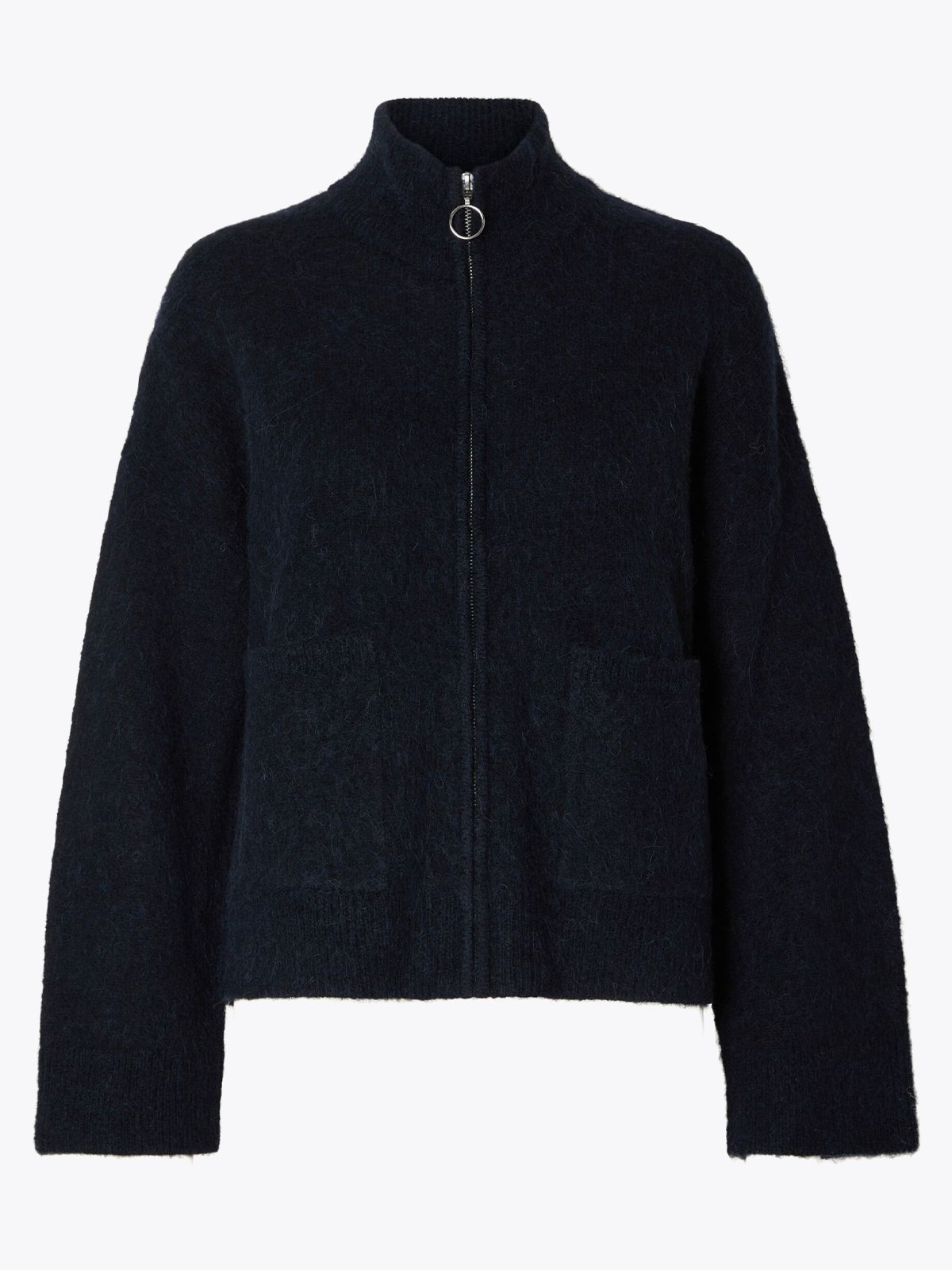 Selected Femme Sia Long Sleeve Knit Zipper Cardigan Dark Sapphire