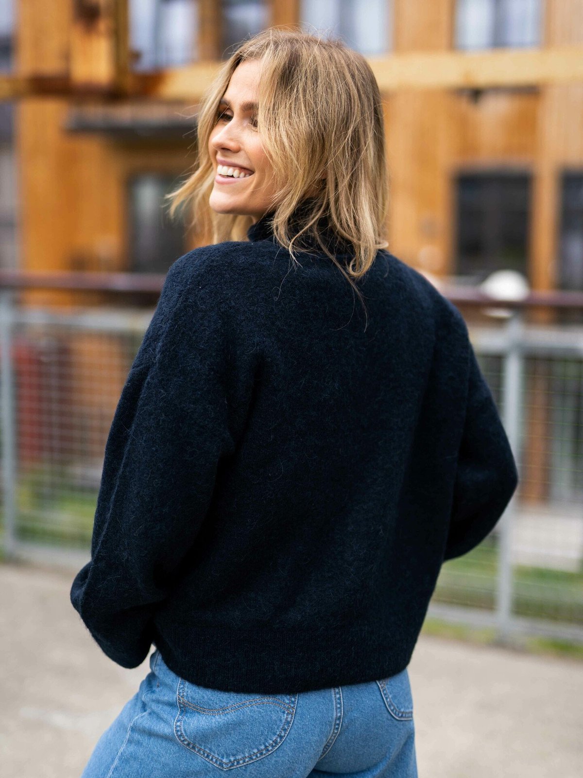 Selected Femme Sia Long Sleeve Knit Zipper Cardigan Dark Sapphire