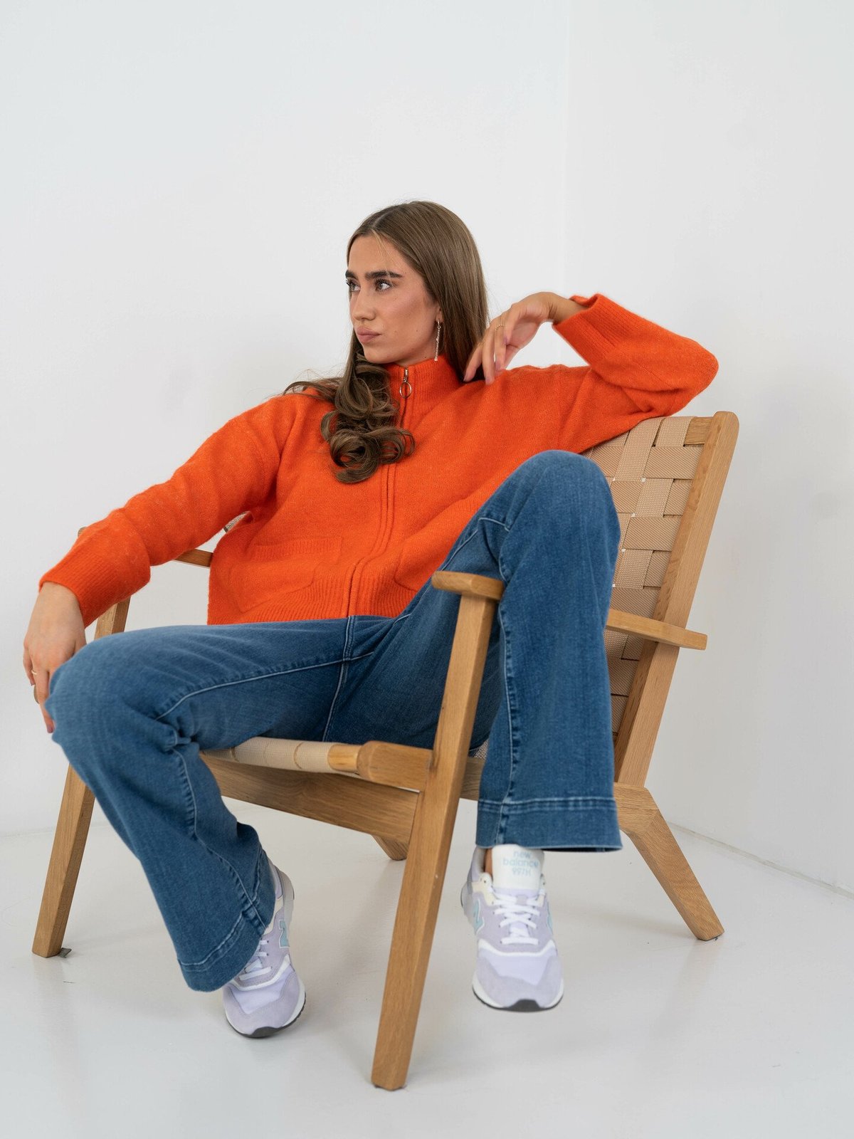 Selected Femme Sia Long Sleeve Knit Zipper Cardigan Emberglow Melange