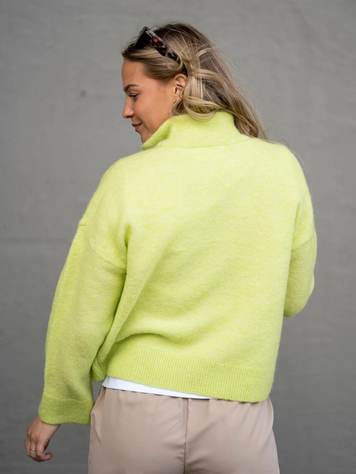 Selected Femme Sia Long Sleeve Knit Zipper Cardigan Sharp Green Melange