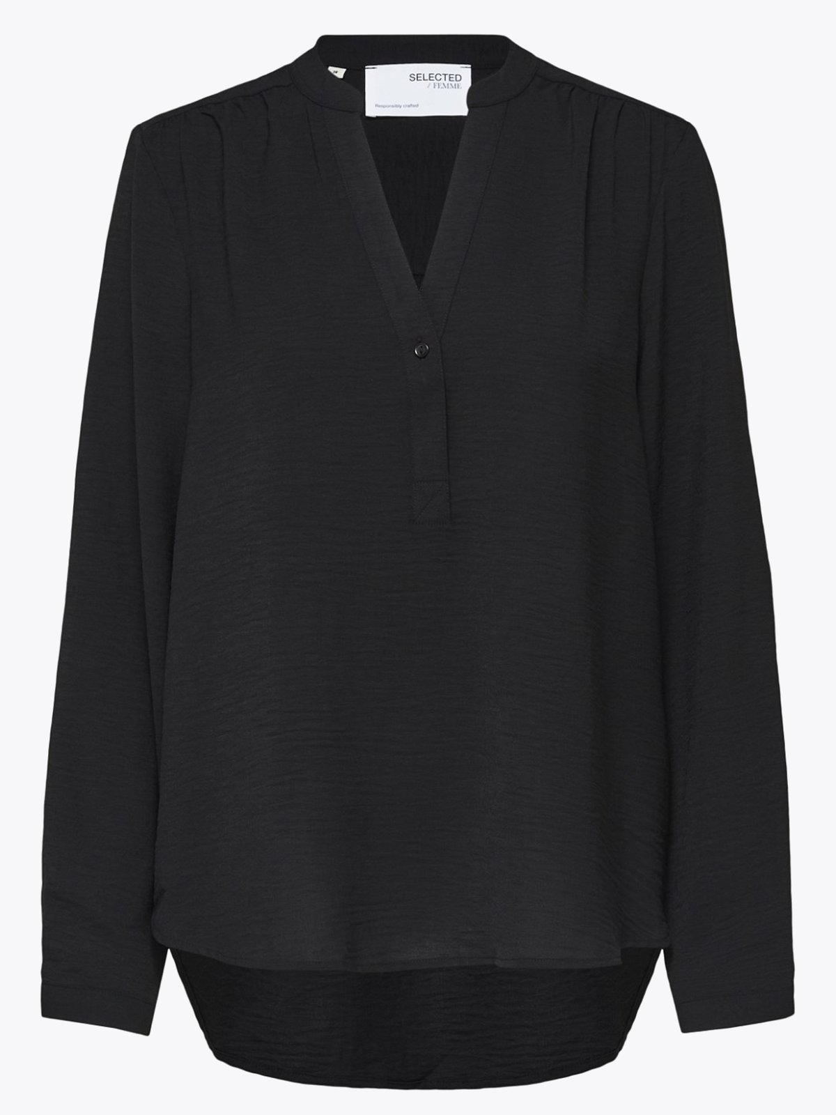 Selected Femme Mivia Long Sleeve Top Black