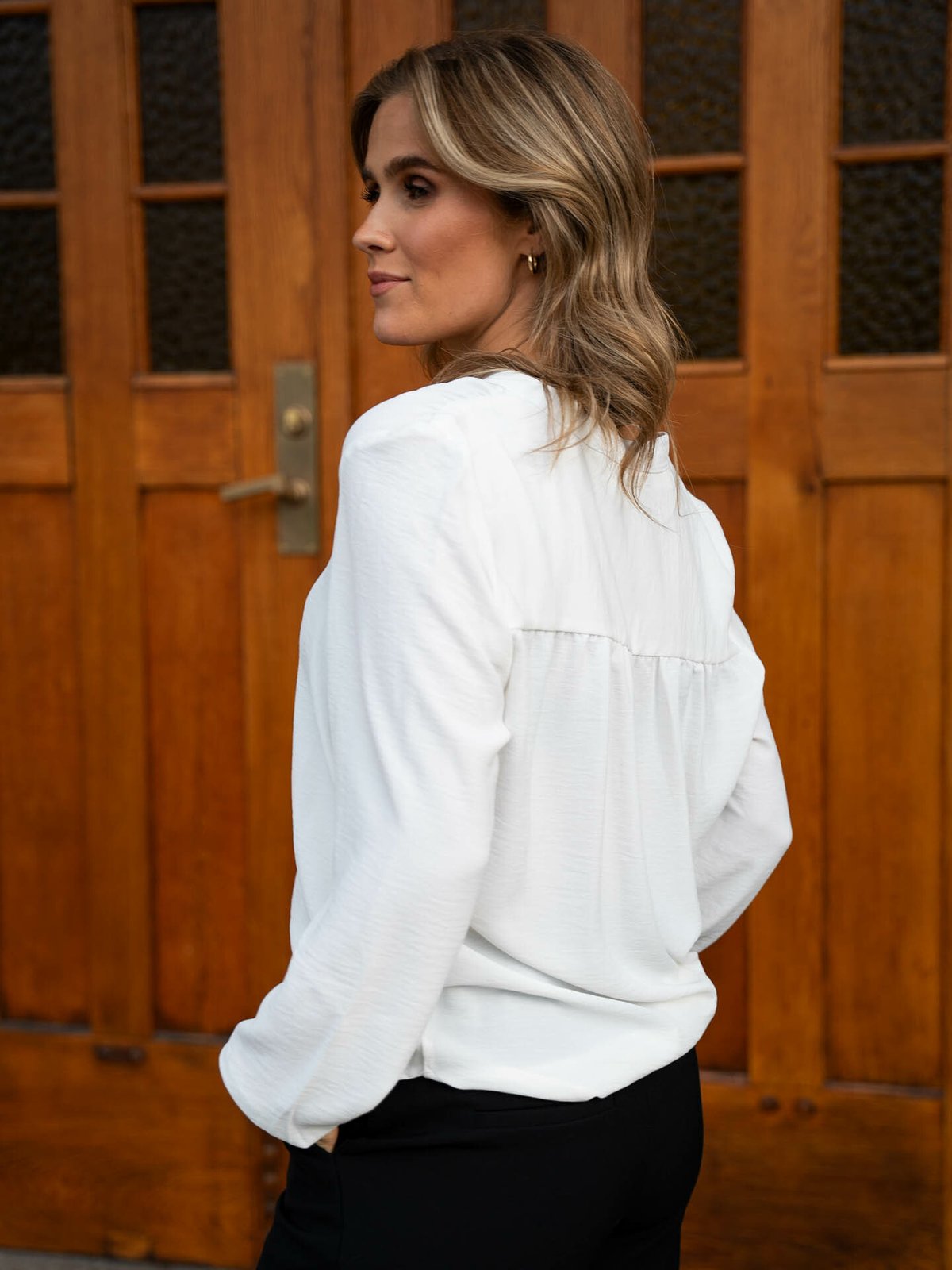 Selected Femme Mivia Long Sleeve Top Snow White