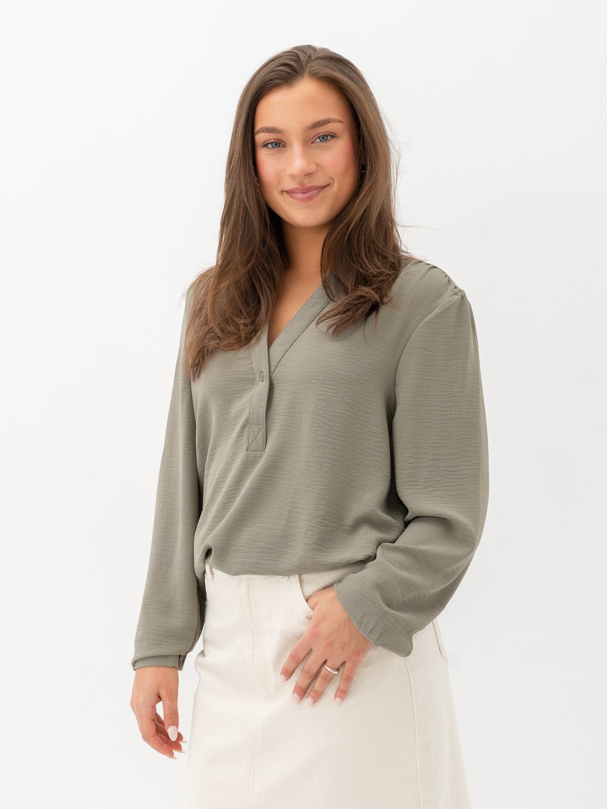 Selected Femme Mivia Long Sleeve Top Vetiver