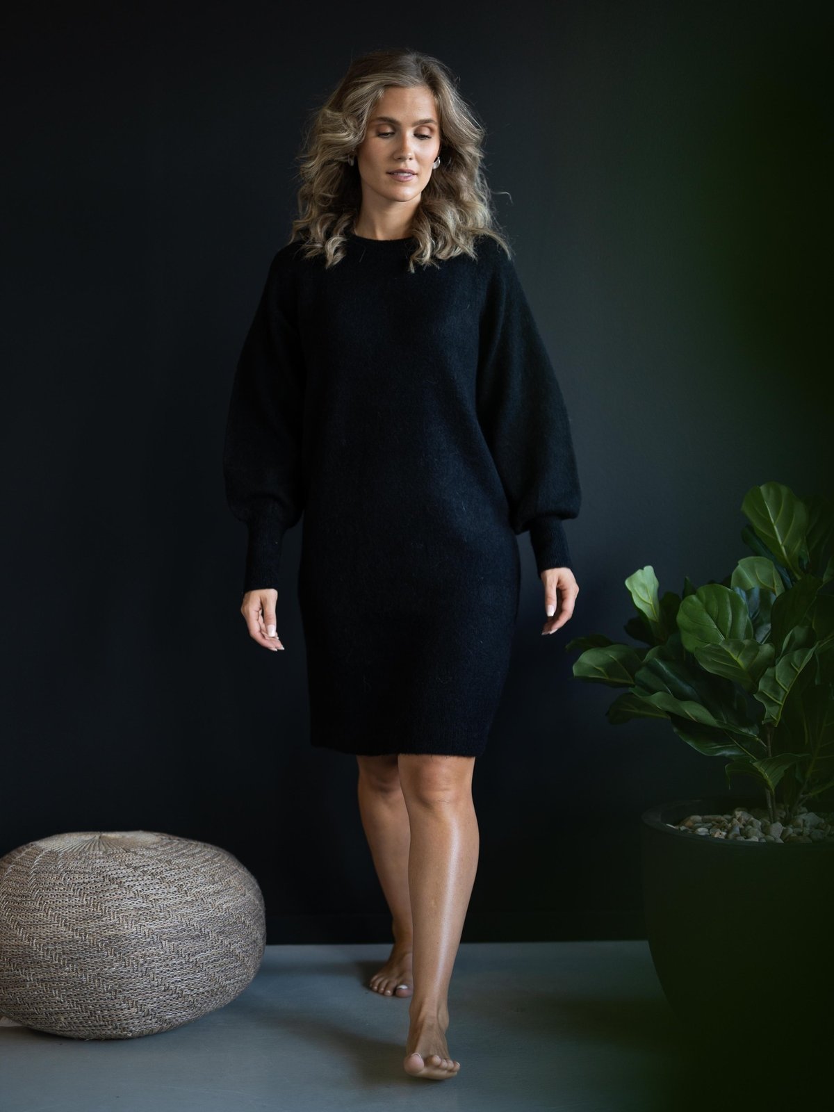 Selected Femme Lulu Long Sleeve Knit Dress O-Neck Black