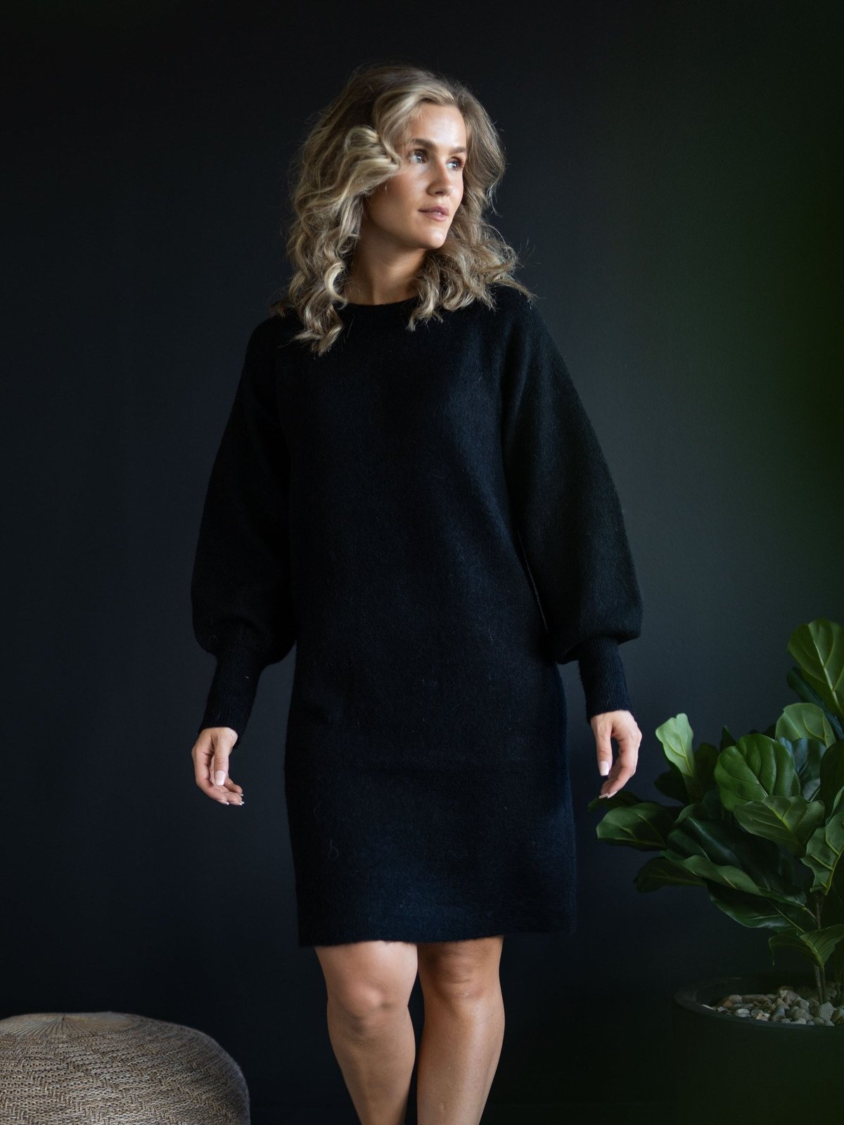 Selected Femme Lulu Long Sleeve Knit Dress O-Neck Black
