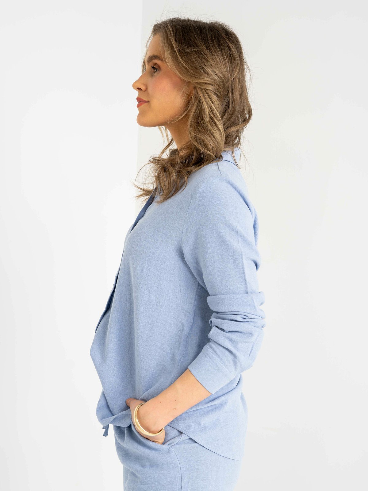 Selected Femme Viva Long Sleeve Sun Shirt Blue Heron