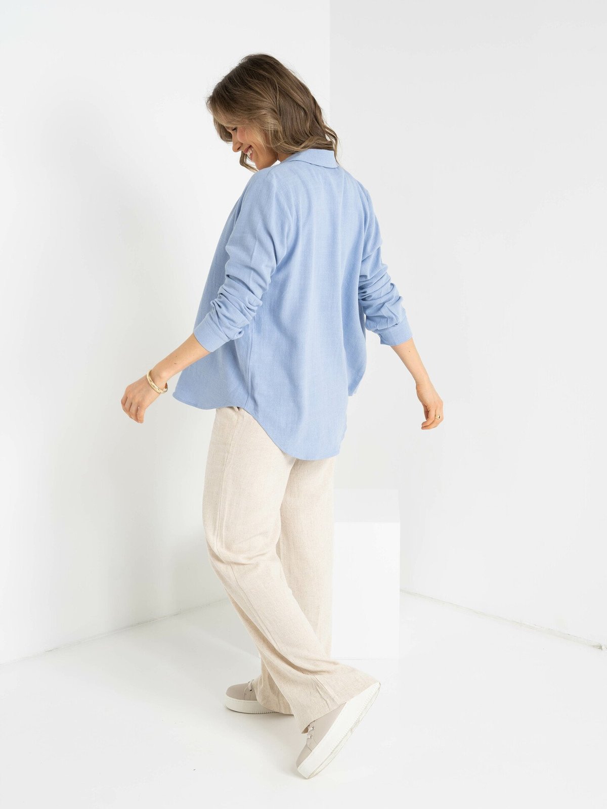 Selected Femme Viva Long Sleeve Sun Shirt Blue Heron