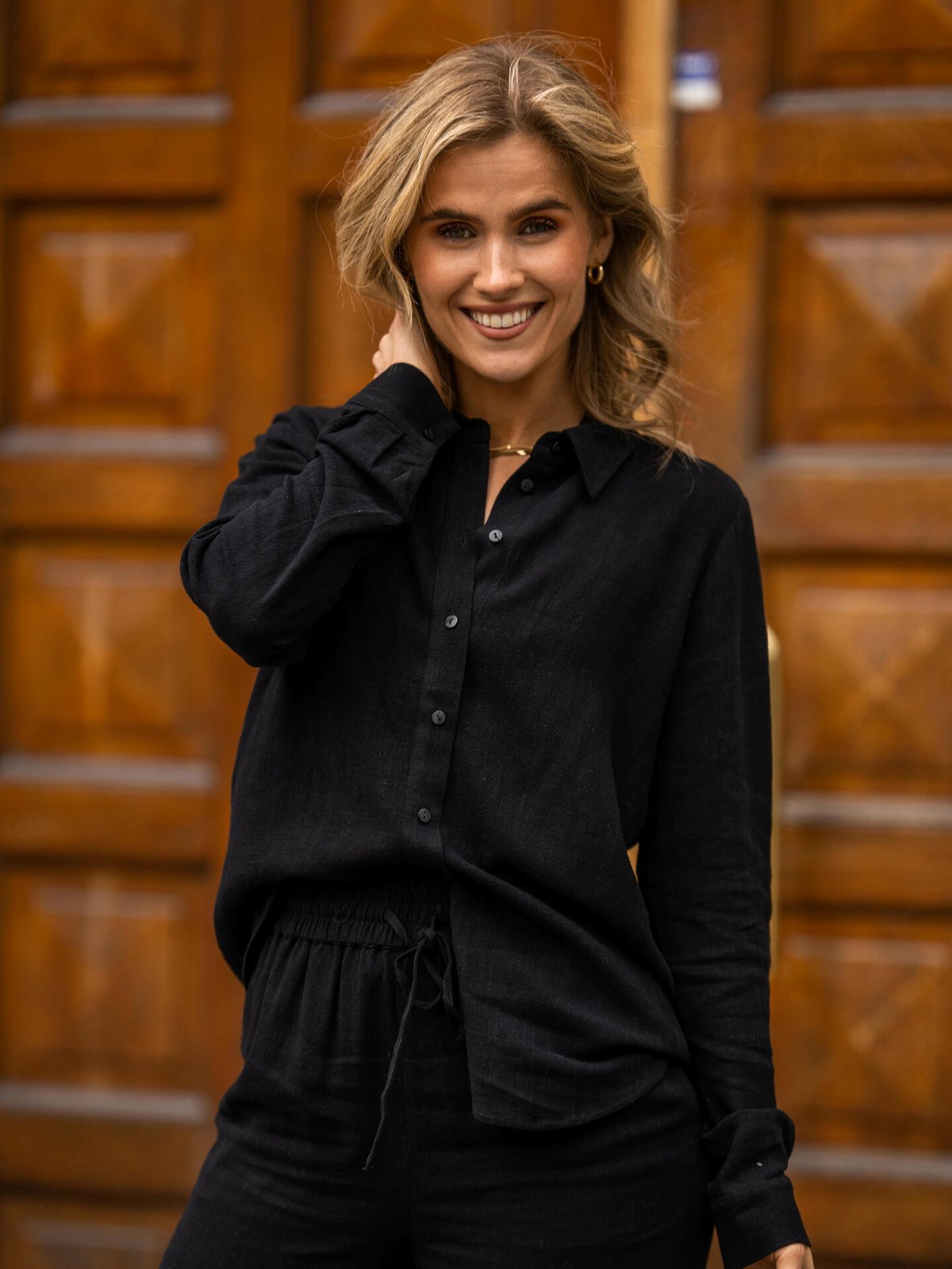 Selected Femme Viva Long Sleeve Sun Shirt Black