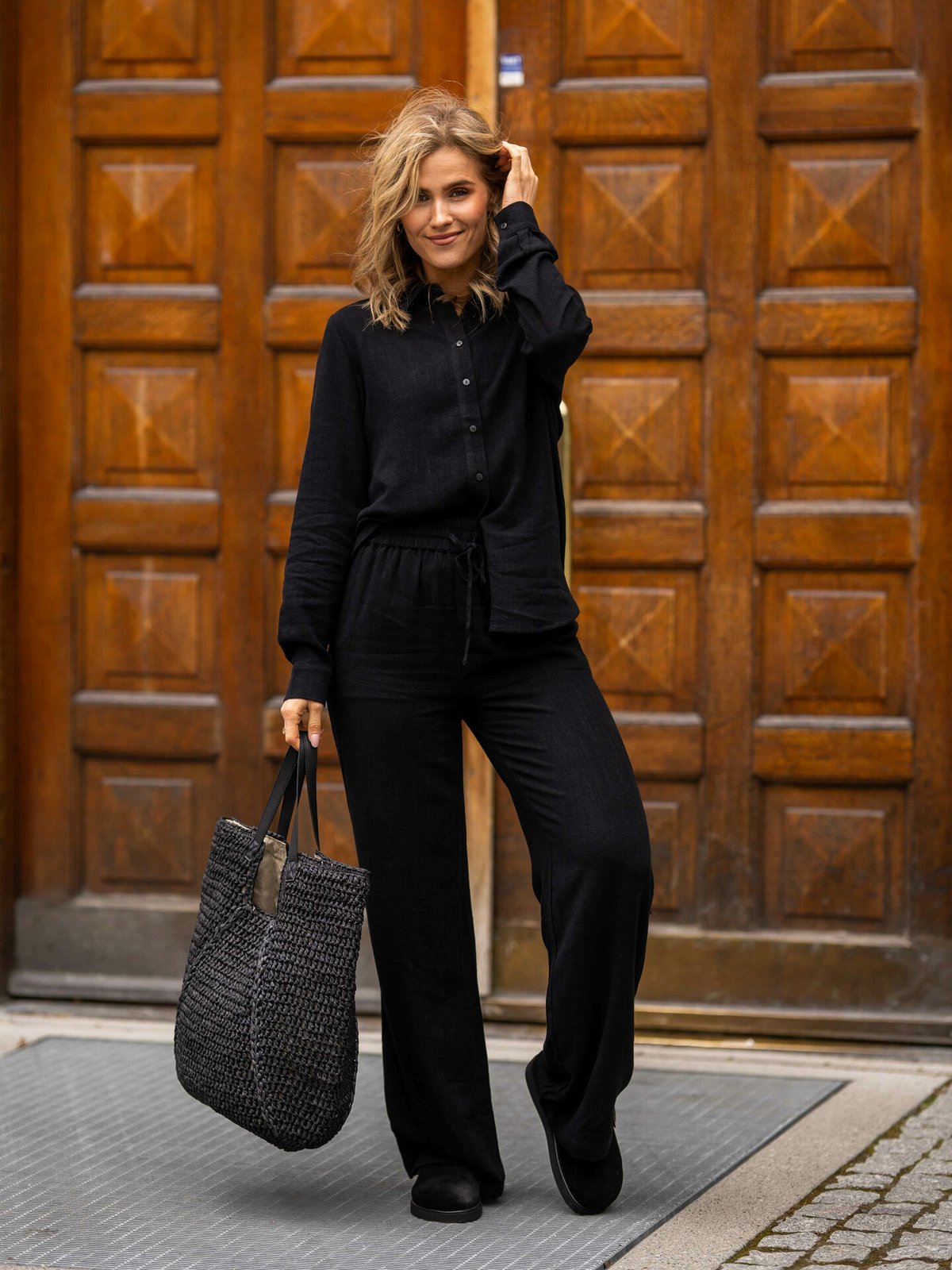 Selected Femme Viva Long Sleeve Sun Shirt Black