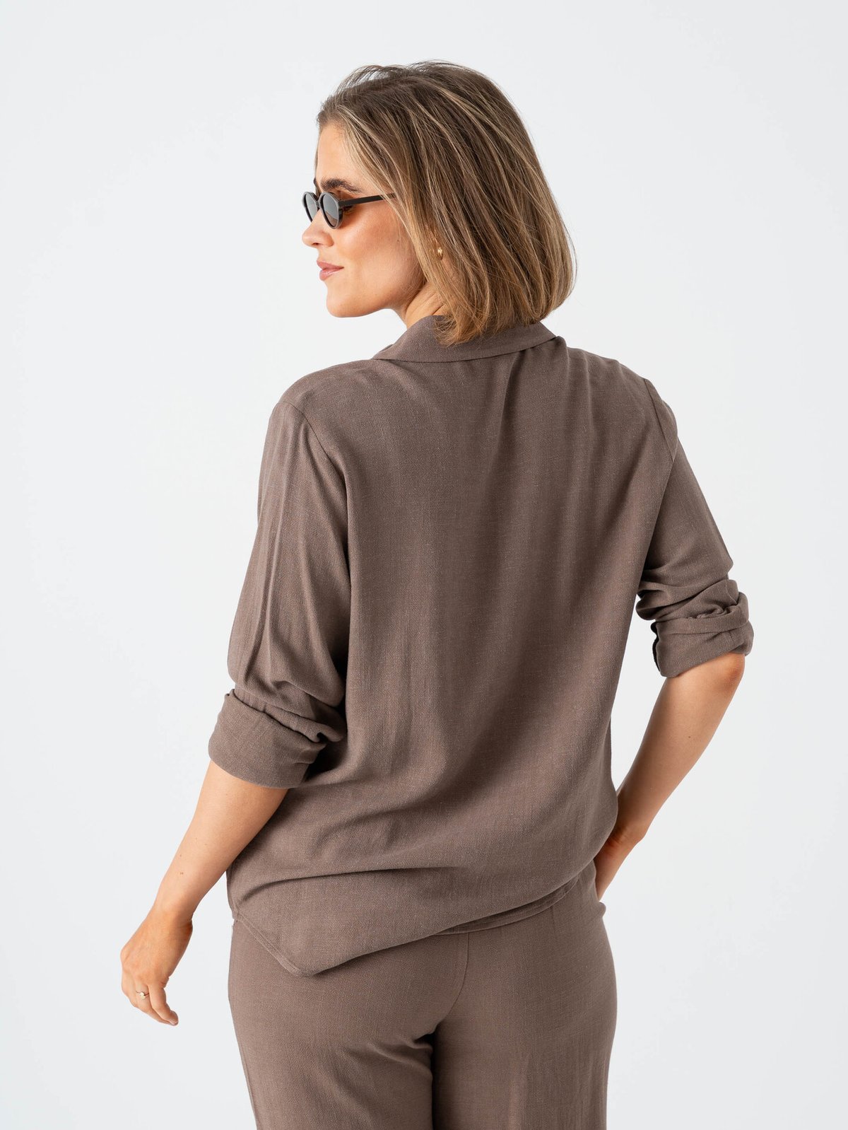 Selected Femme Viva Long Sleeve Sun Shirt Chocolate Chip