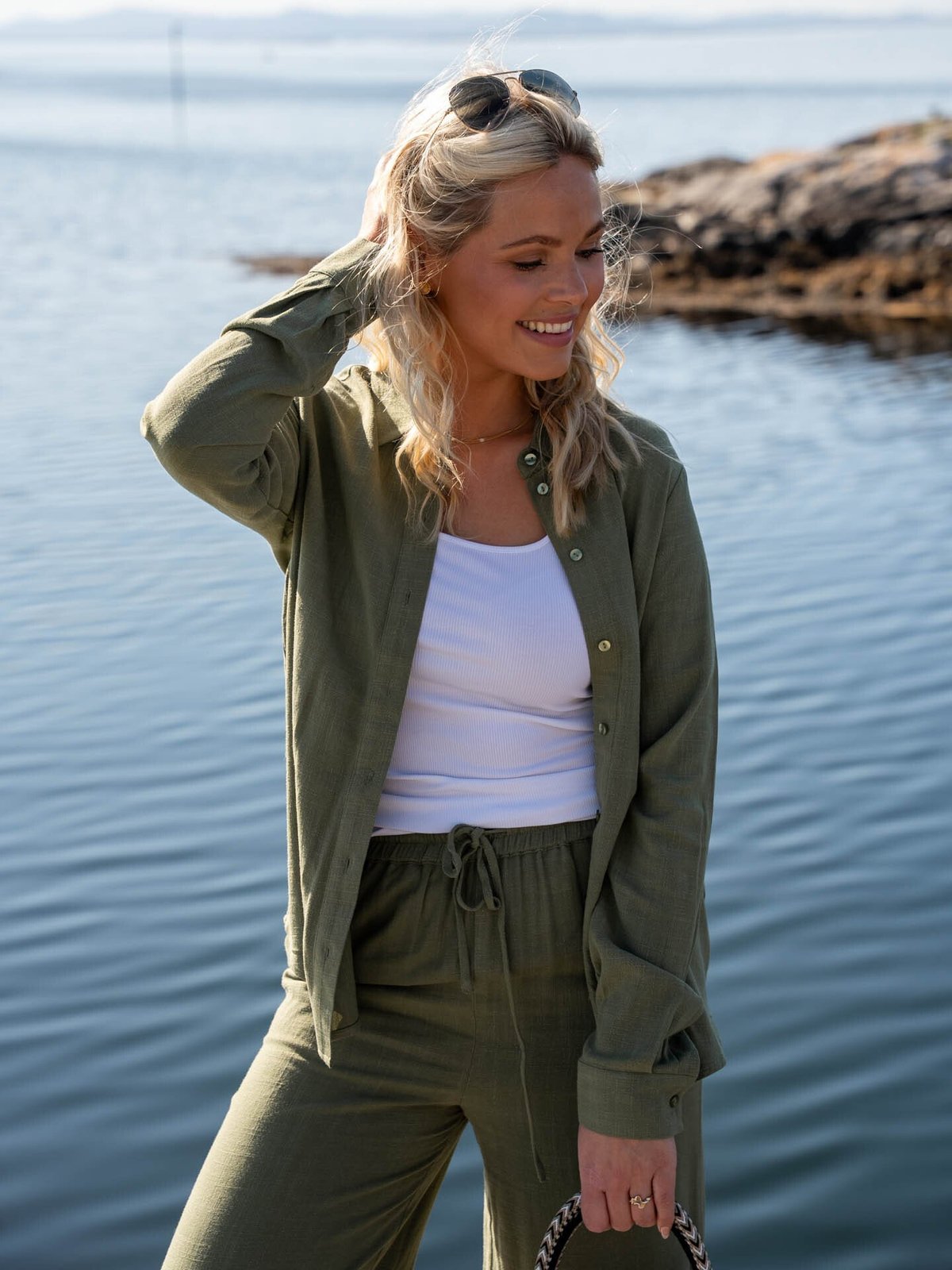 Selected Femme Viva Long Sleeve Sun Shirt Olivine