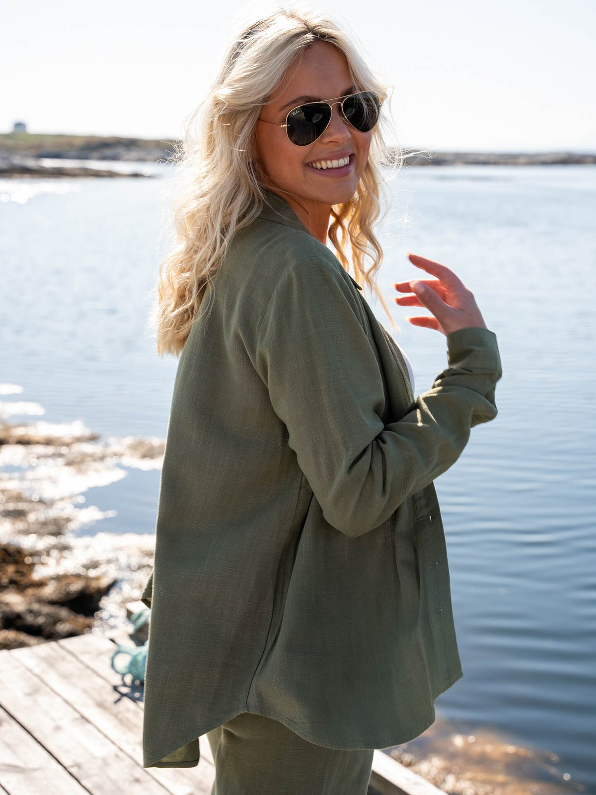 Selected Femme Viva Long Sleeve Sun Shirt Olivine