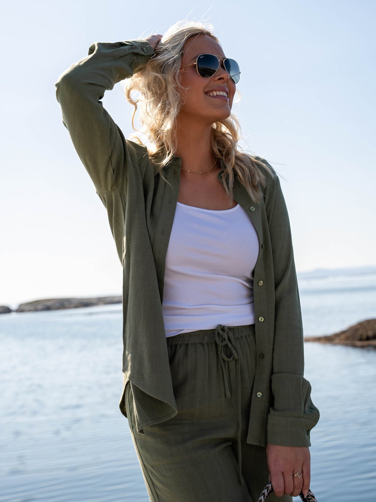 Selected Femme Viva Long Sleeve Sun Shirt Olivine