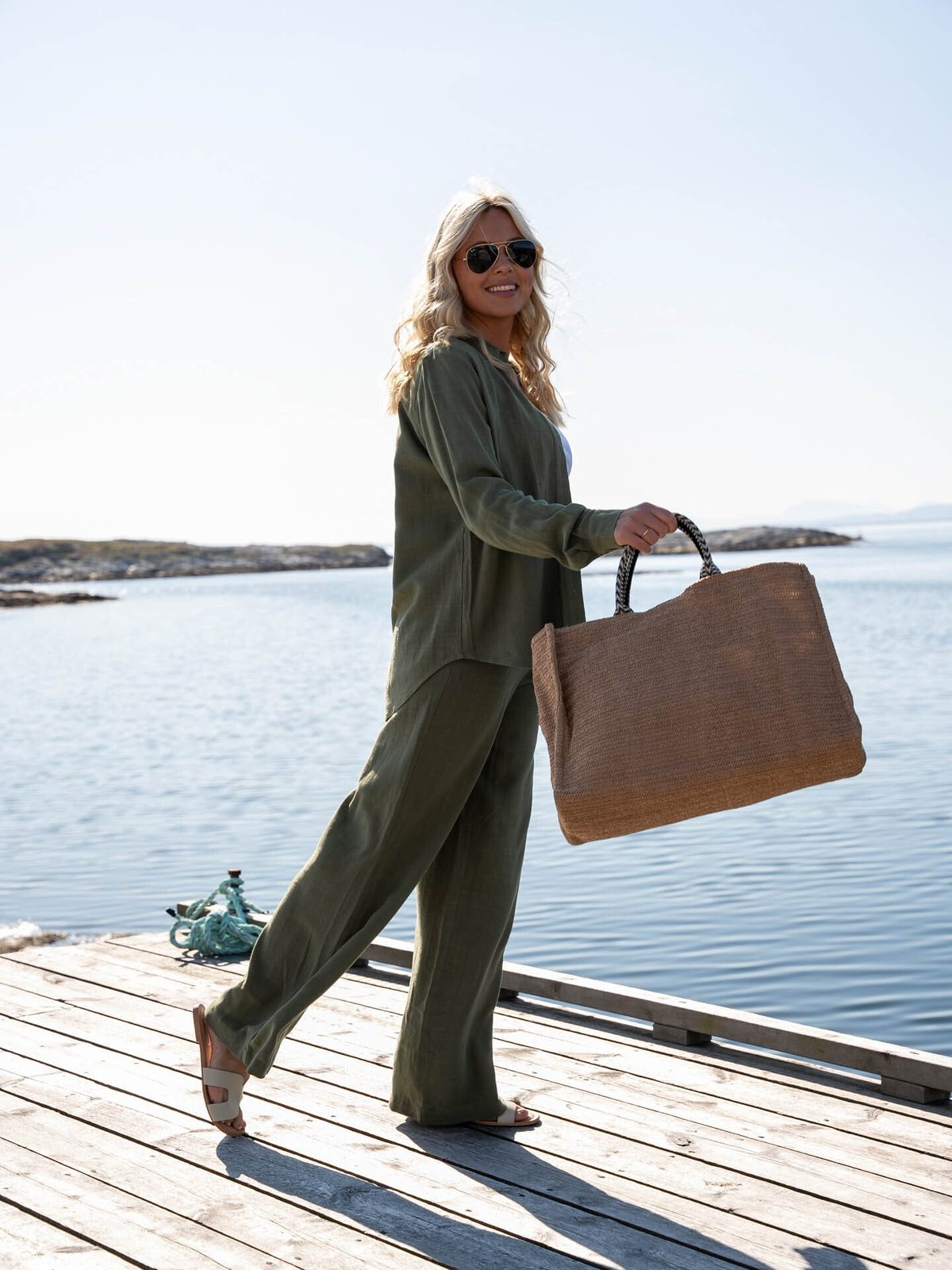 Selected Femme Viva Long Sleeve Sun Shirt Olivine