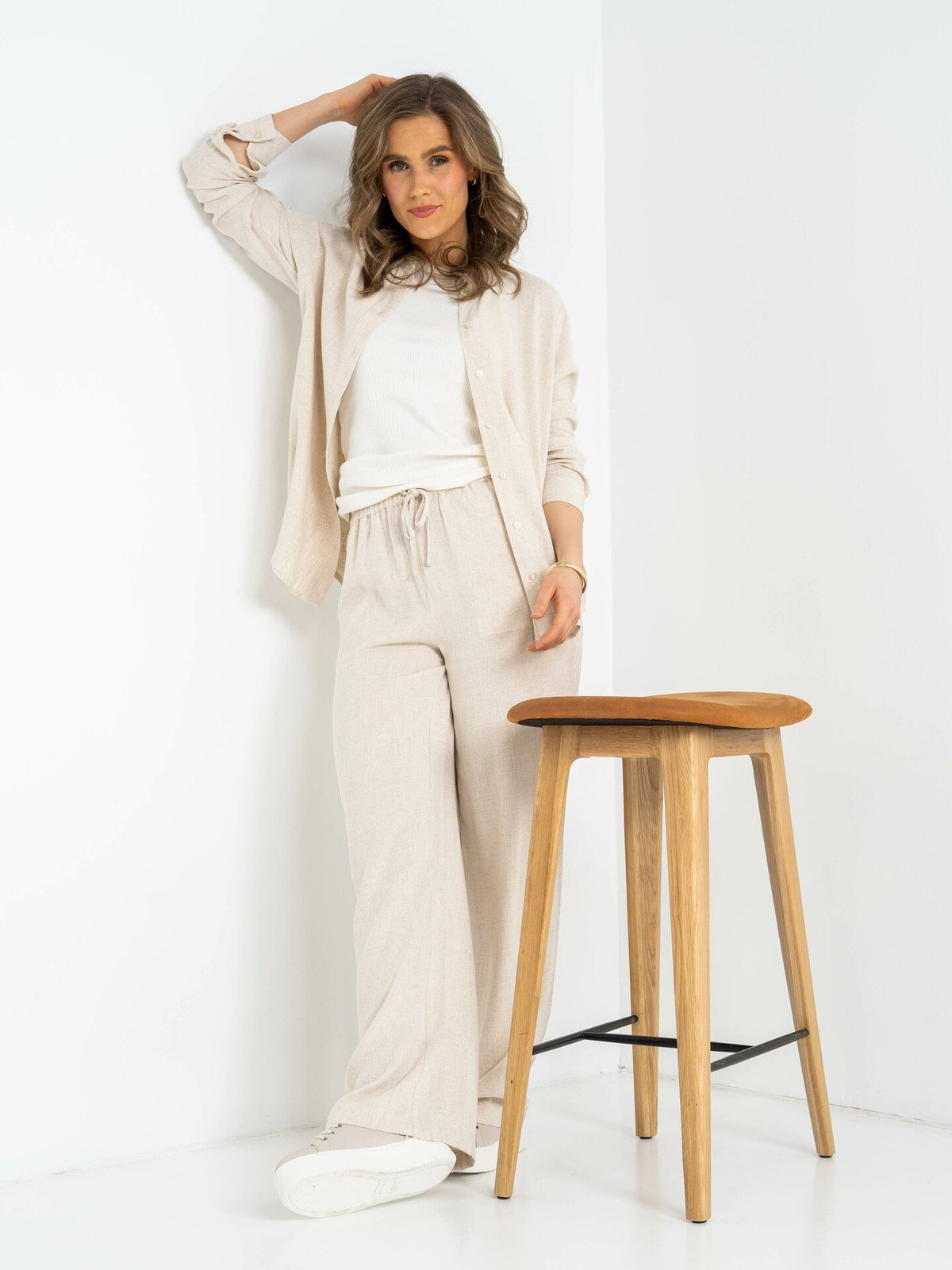 Selected Femme Viva Long Sleeve Sun Shirt Sandshell