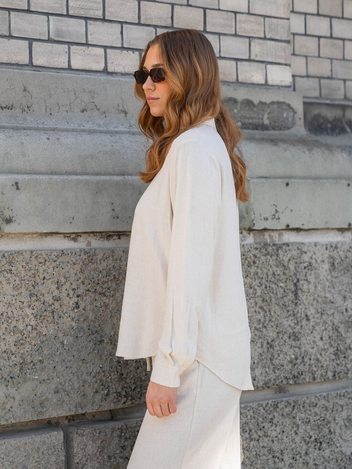 Selected Femme Viva Long Sleeve Sun Shirt Sandshell