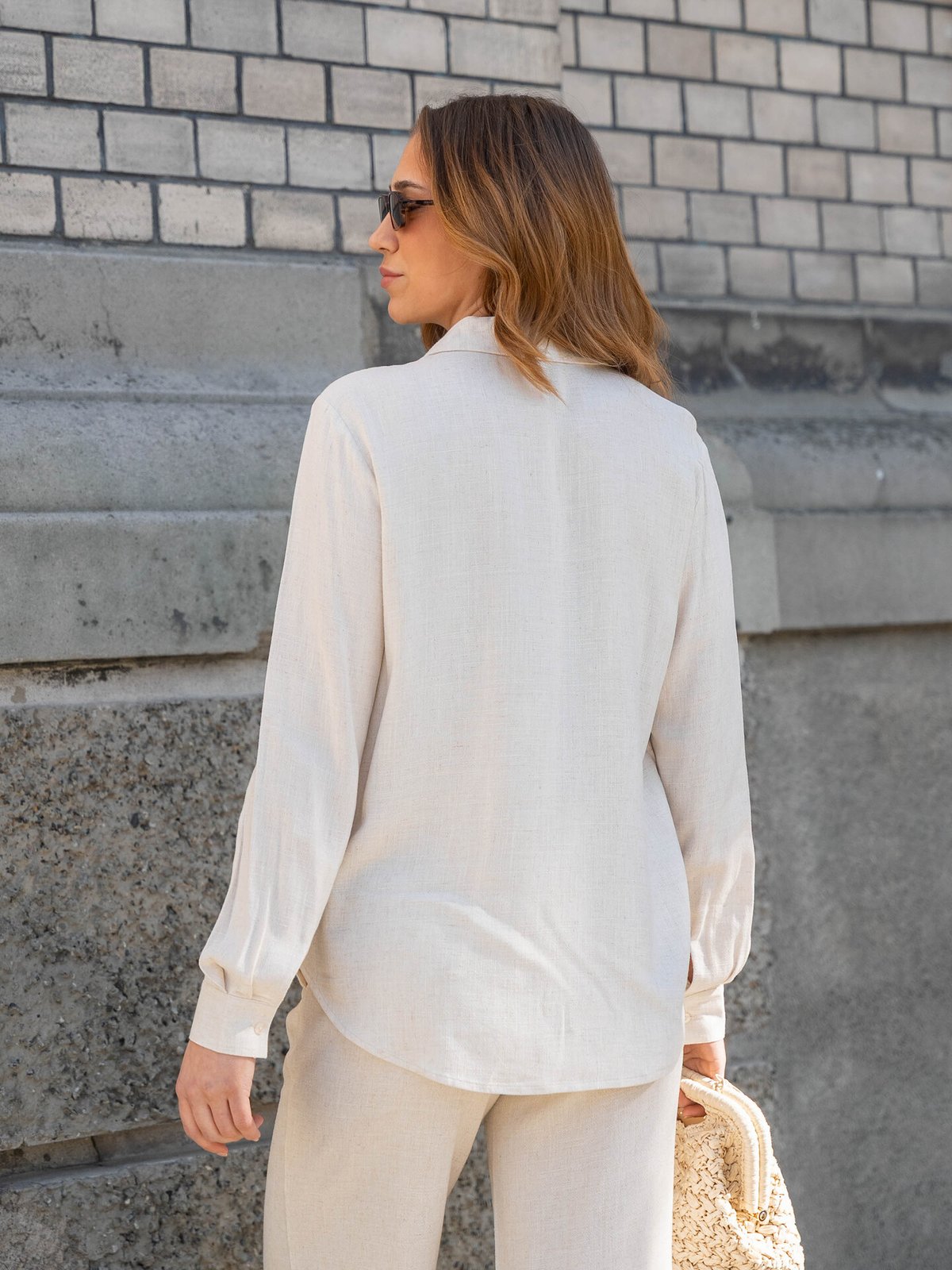 Selected Femme Viva Long Sleeve Sun Shirt Sandshell