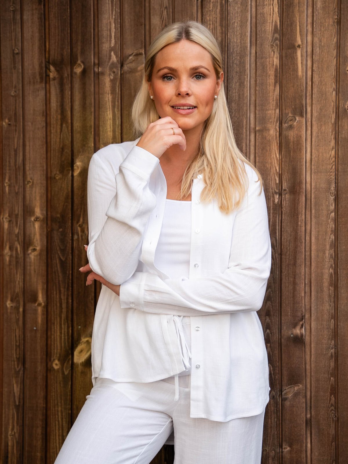 Selected Femme Viva Long Sleeve Sun Shirt Snow White