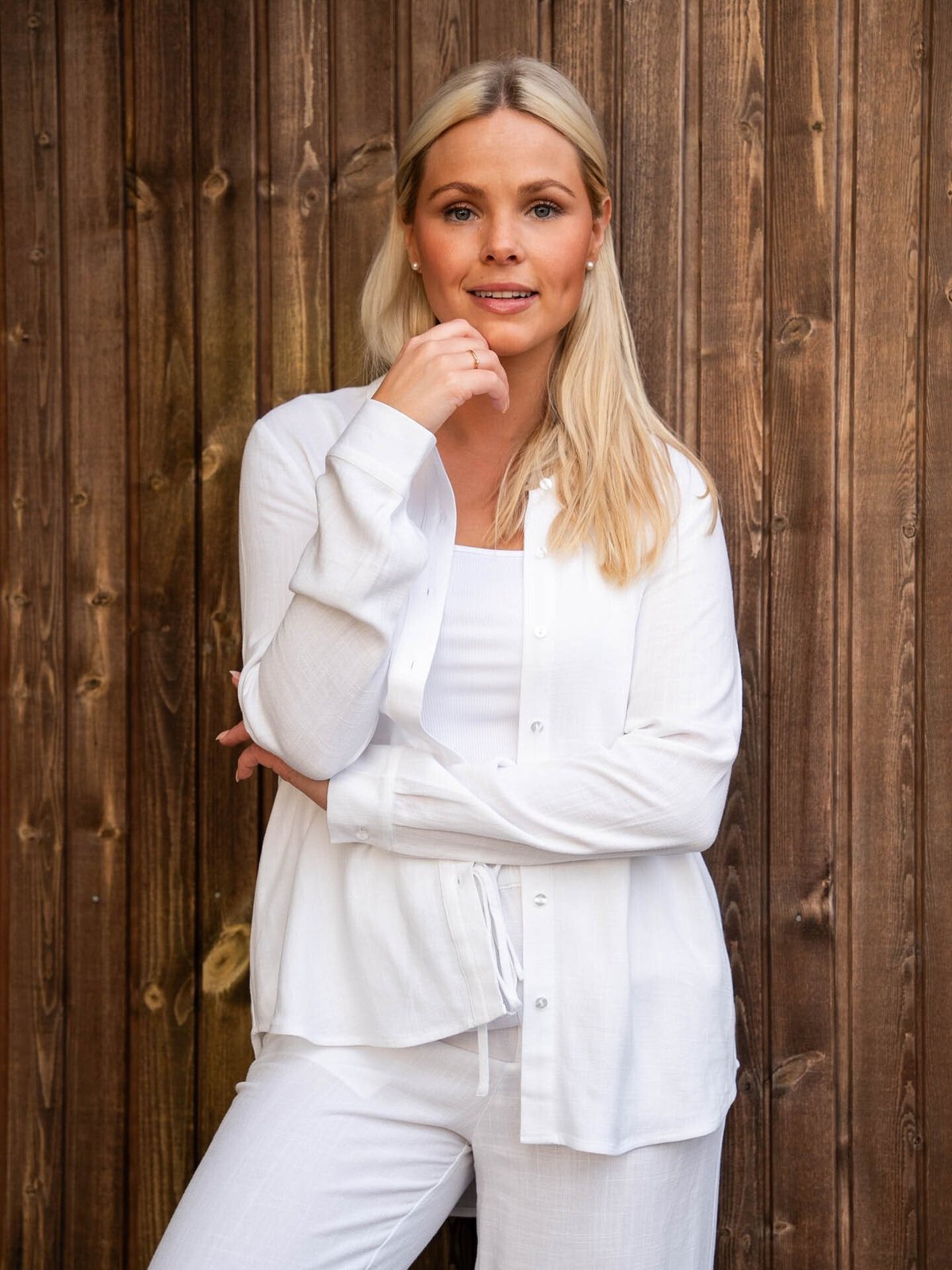 Selected Femme Viva Long Sleeve Sun Shirt Snow White