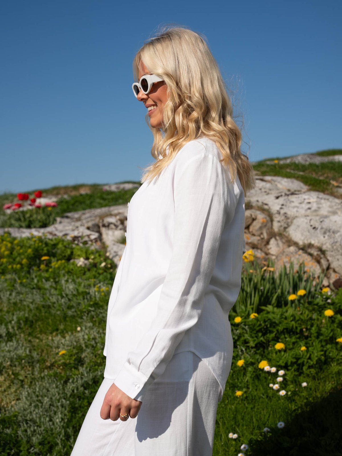 Selected Femme Viva Long Sleeve Sun Shirt Snow White