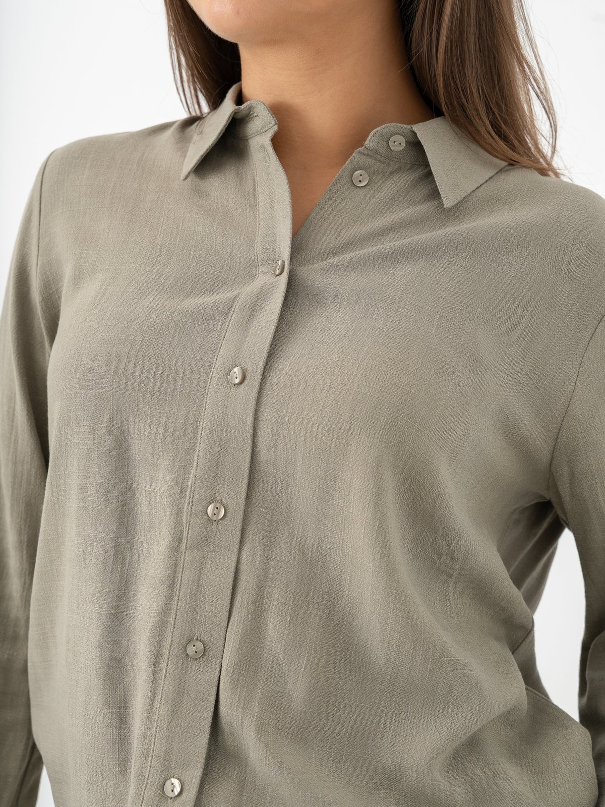 Selected Femme Viva Long Sleeve Sun Shirt Vetiver