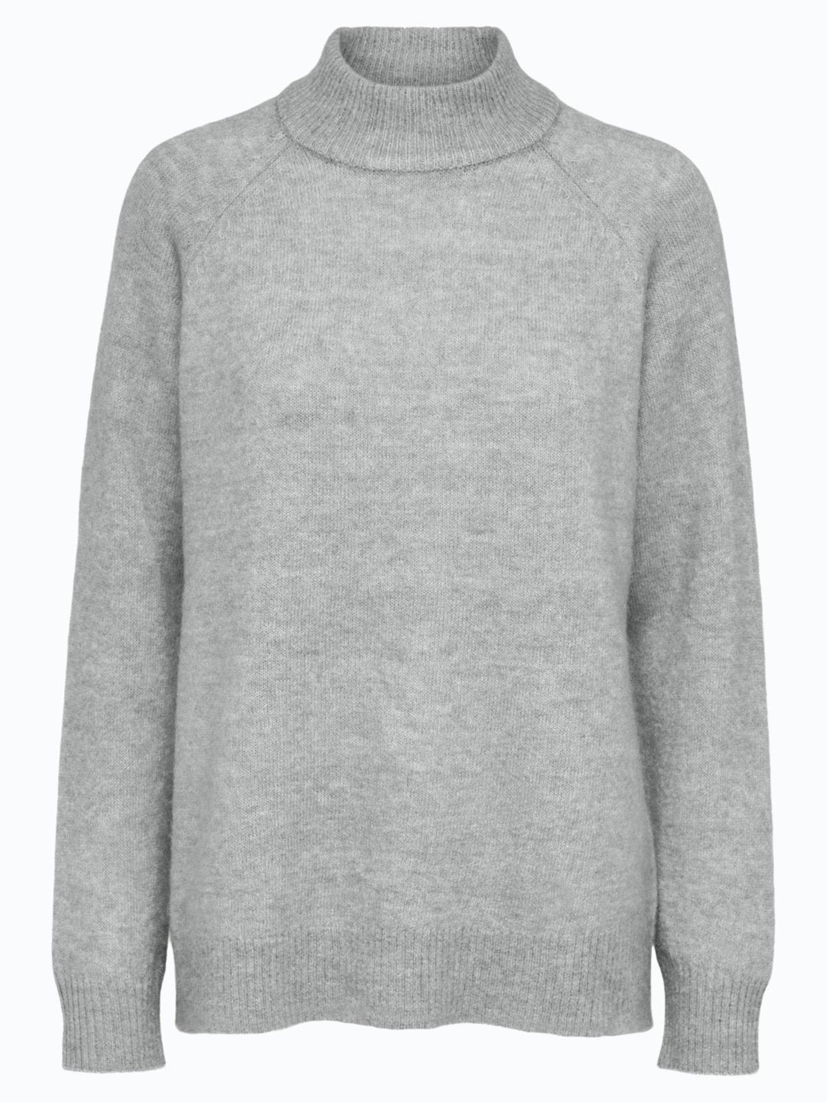 Selected Femme Lulu Long Sleeve Knit High Neck Light Grey Melange