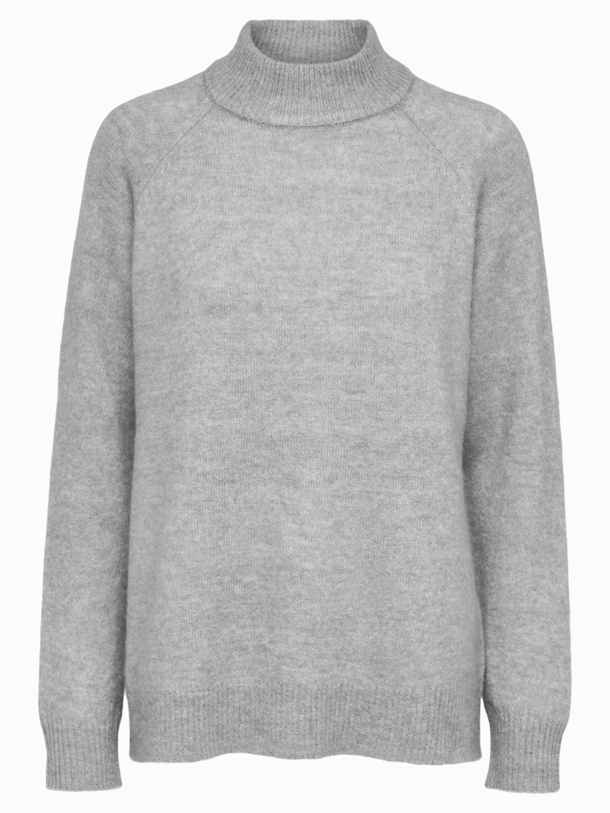 Selected Femme Lulu Long Sleeve Knit High Neck Light Grey Melange