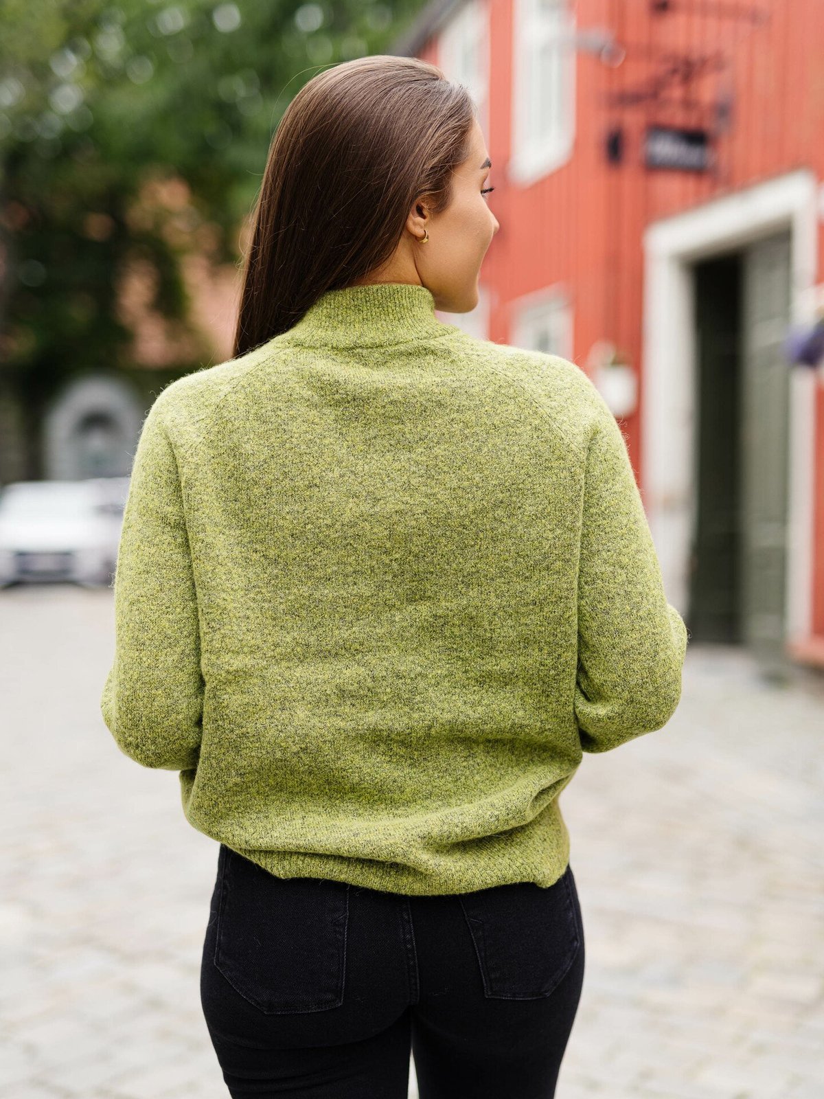 Selected Femme Lulu Long Sleeve Knit High Neck Dark Citron Melange