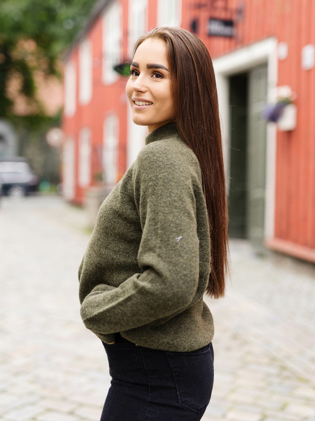 Selected Femme Lulu Long Sleeve Knit High Neck Kalamata Melange