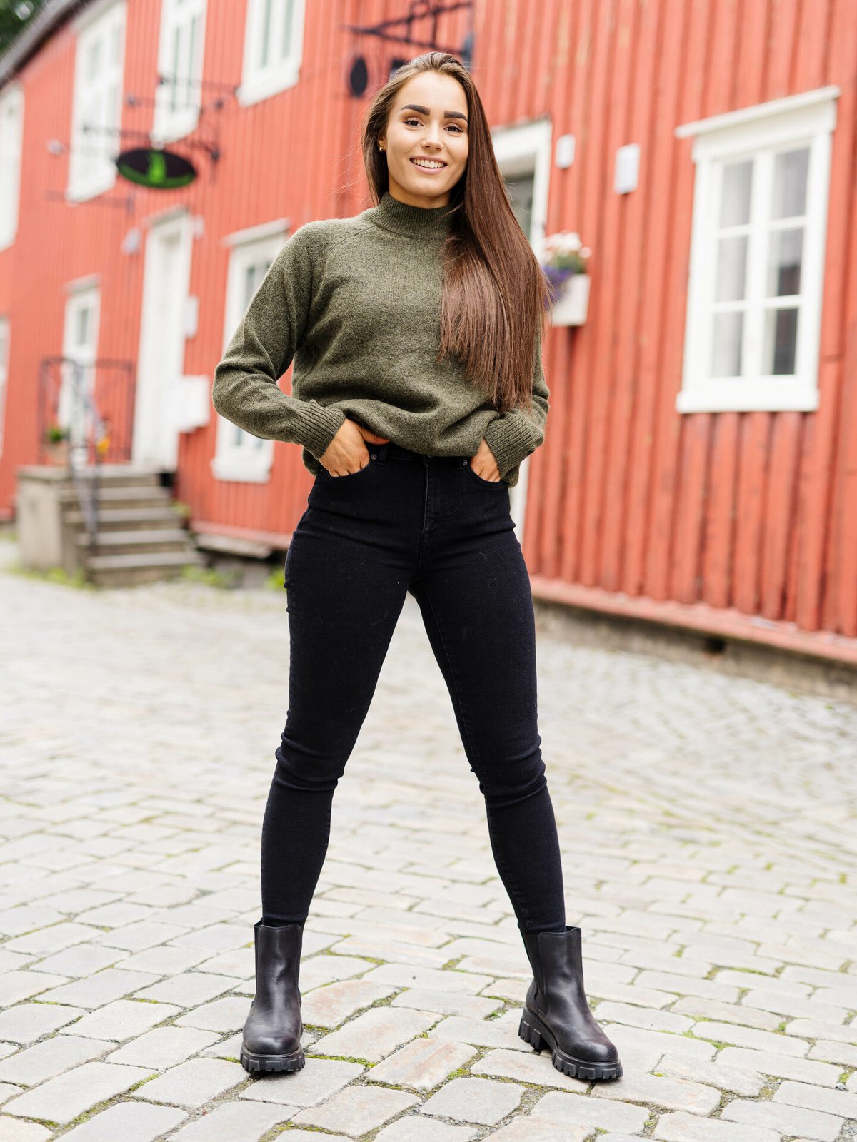 Selected Femme Lulu Long Sleeve Knit High Neck Kalamata Melange