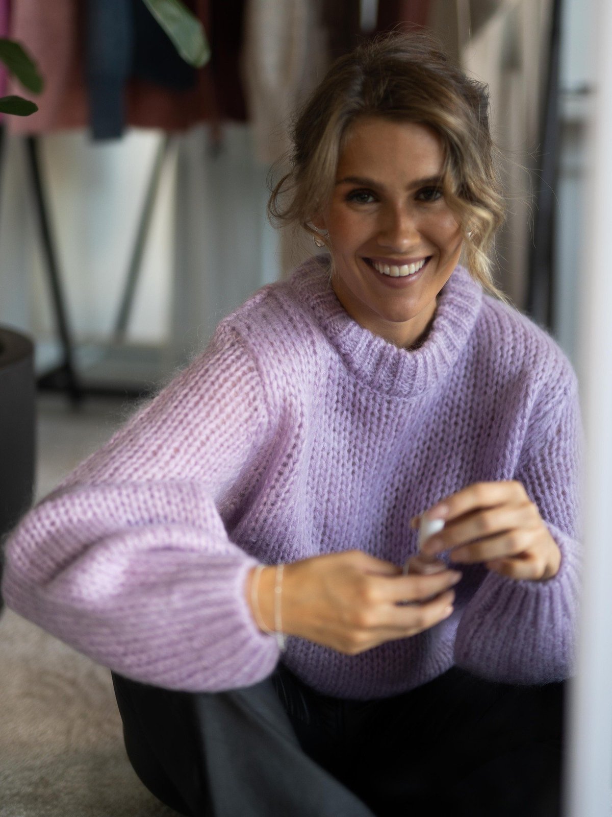 Selected Femme Suanne Long Sleeve Knit O-Neck Lilac Breeze