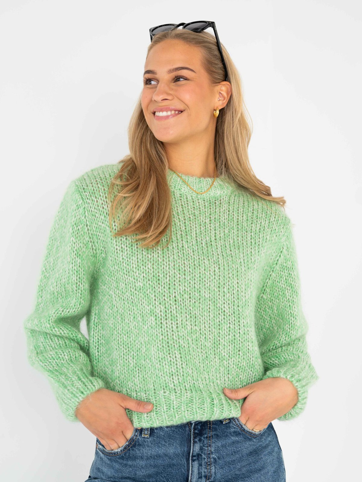 Selected Femme Suanne Long Sleeve Knit O-Neck Grønn
