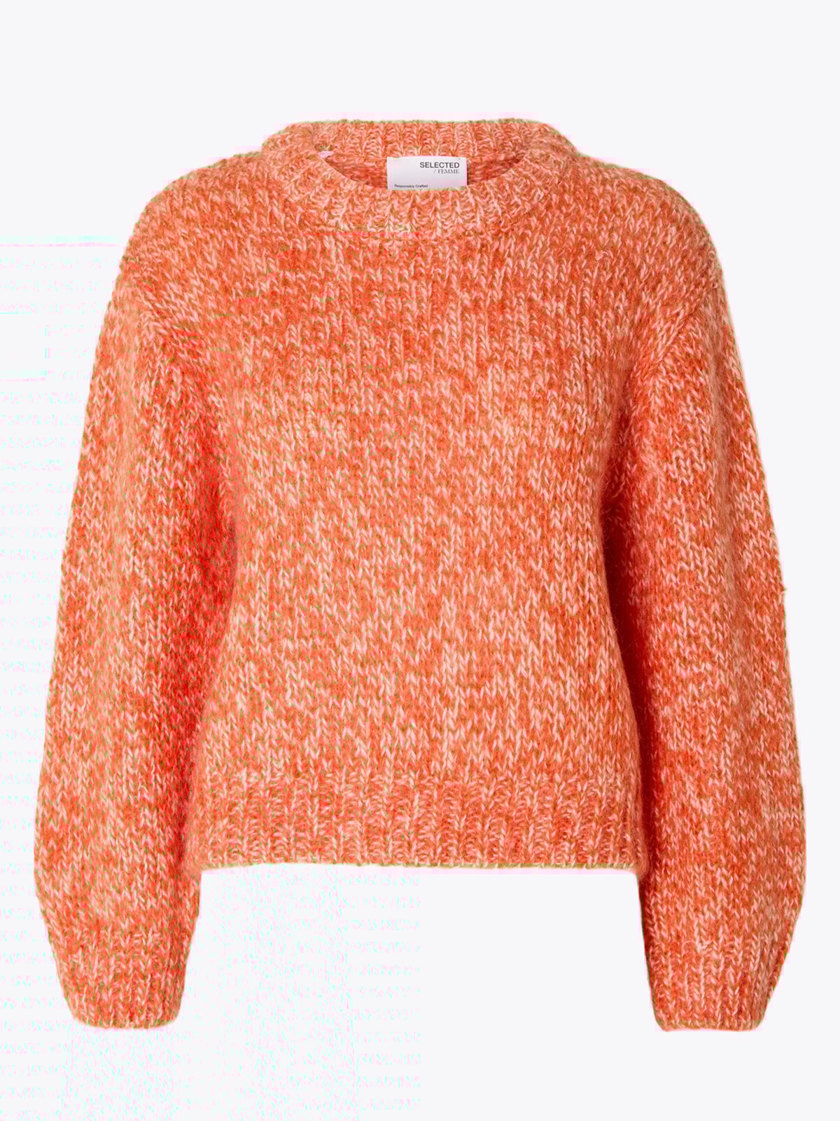 Selected Femme Suanne Long Sleeve Knit O-Neck Oransje