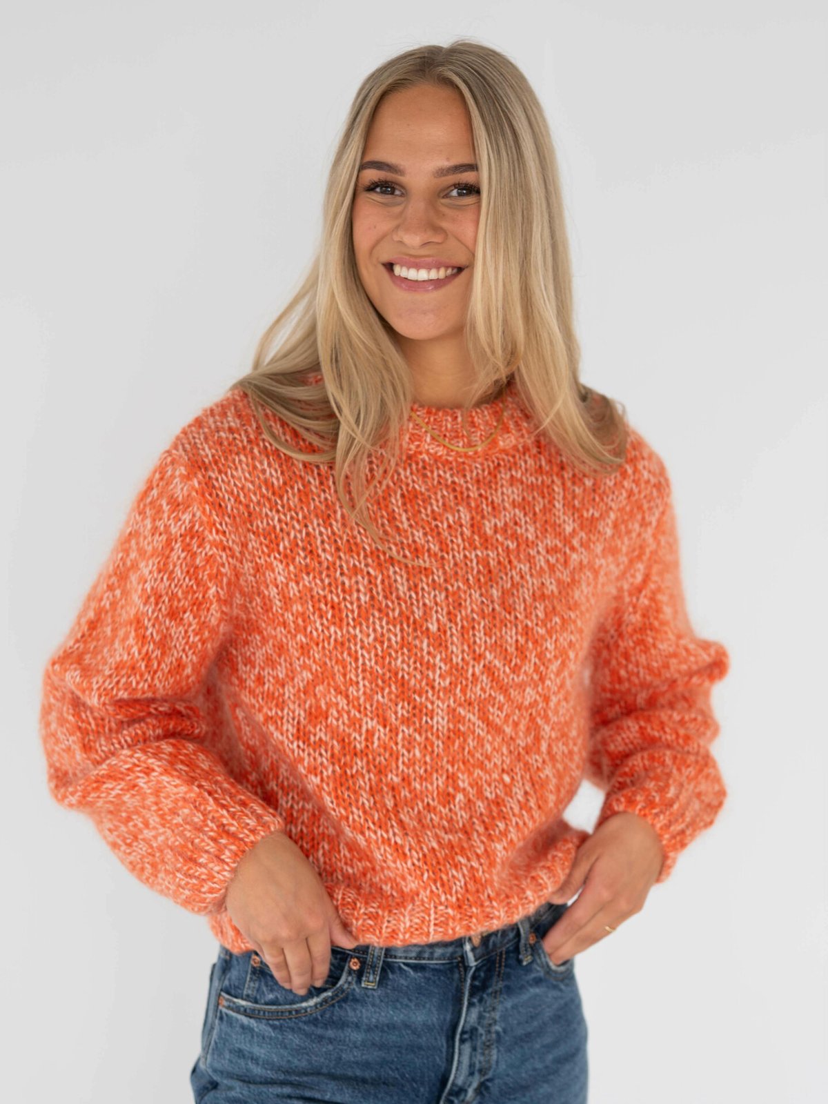 Selected Femme Suanne Long Sleeve Knit O-Neck Oransje