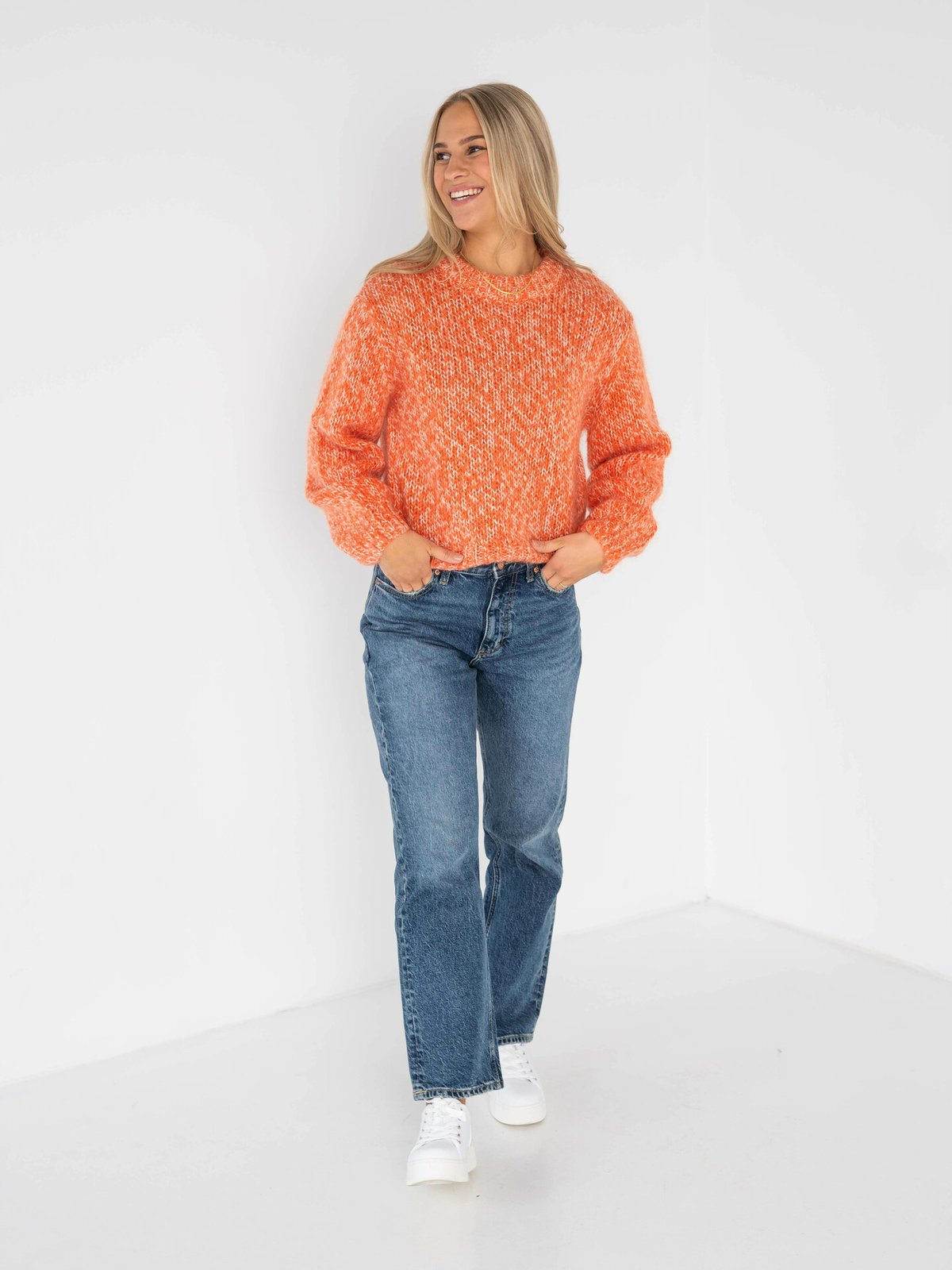 Selected Femme Suanne Long Sleeve Knit O-Neck Oransje