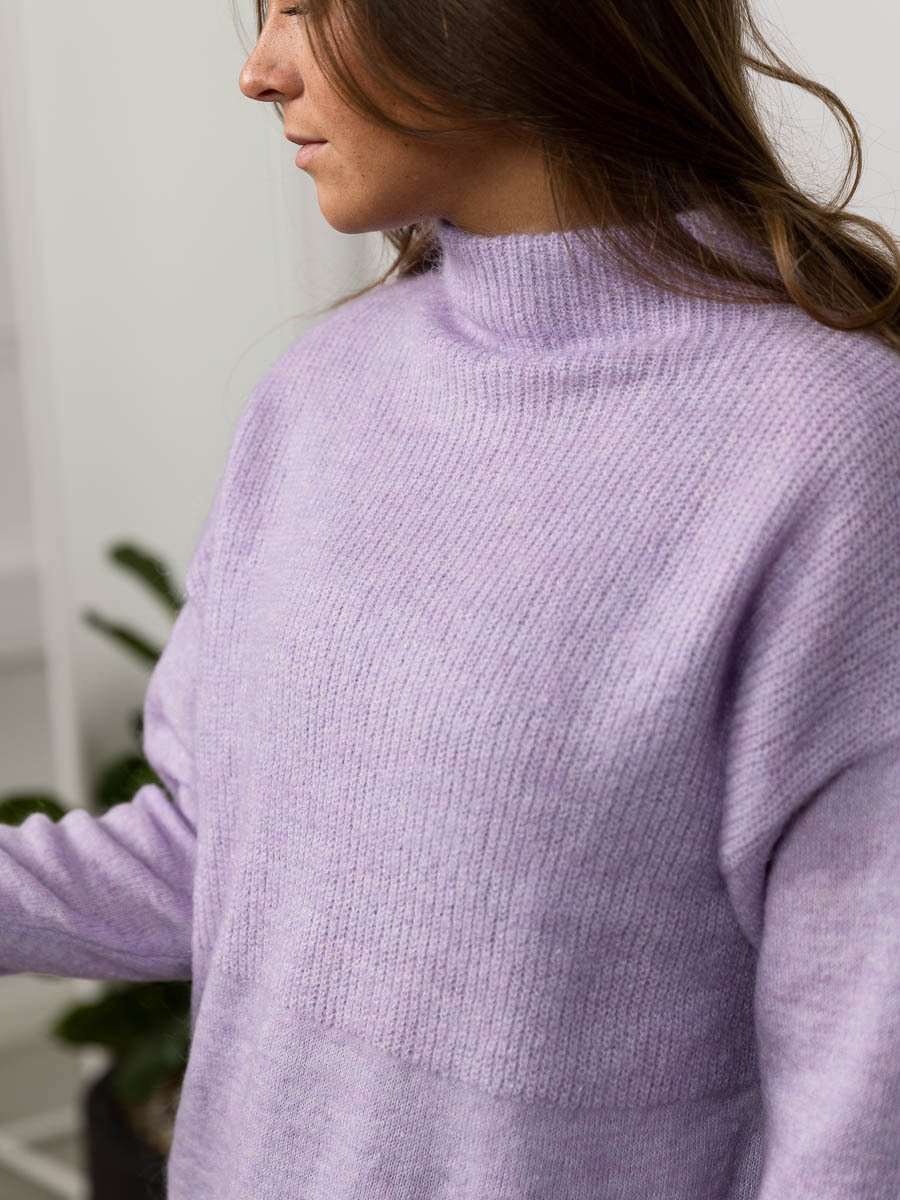 Selected Femme Mola Long Sleeve Knit Highneck Lilac Breeze